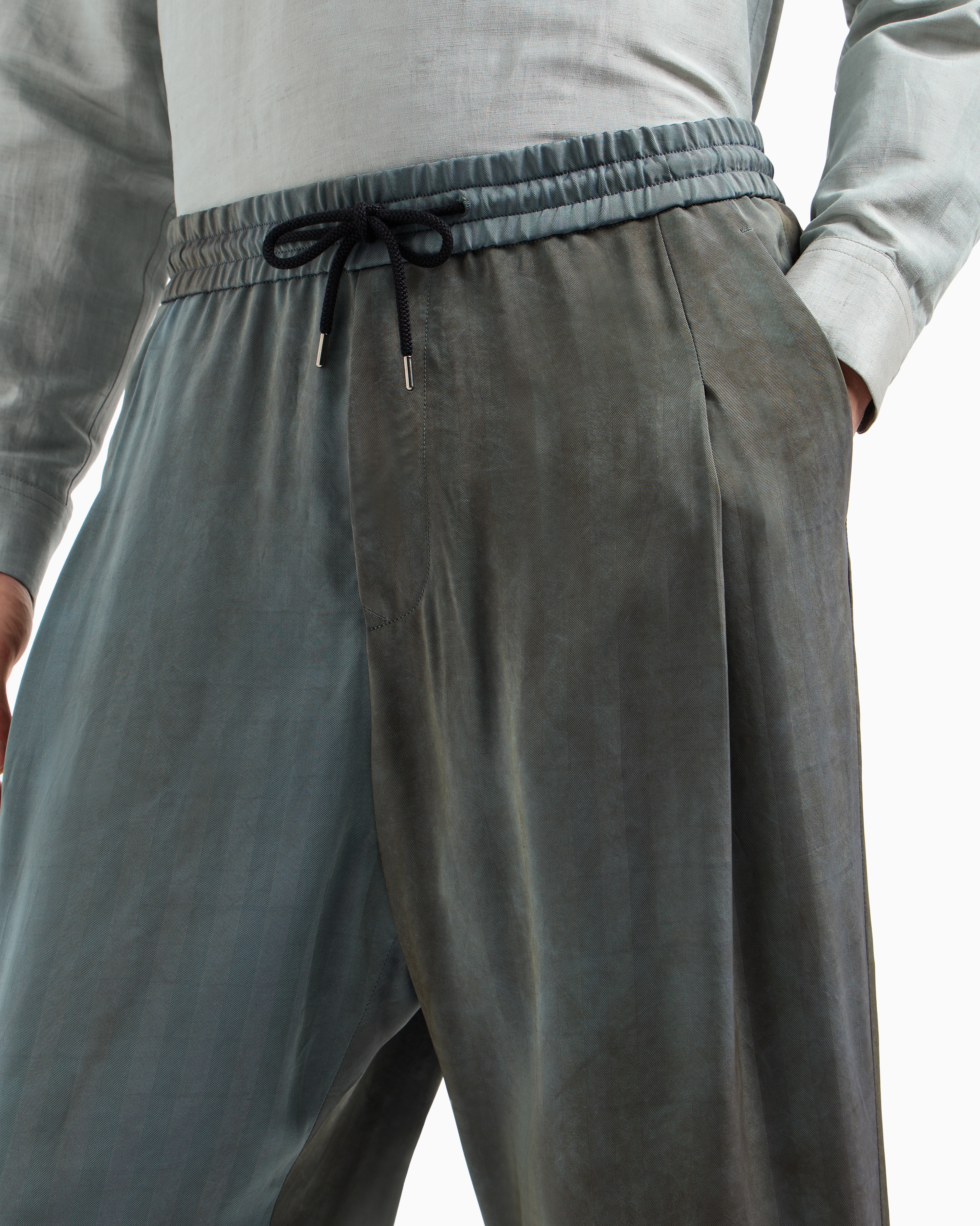 Giorgio Armani Viscose Canvas Flat-front Trousers