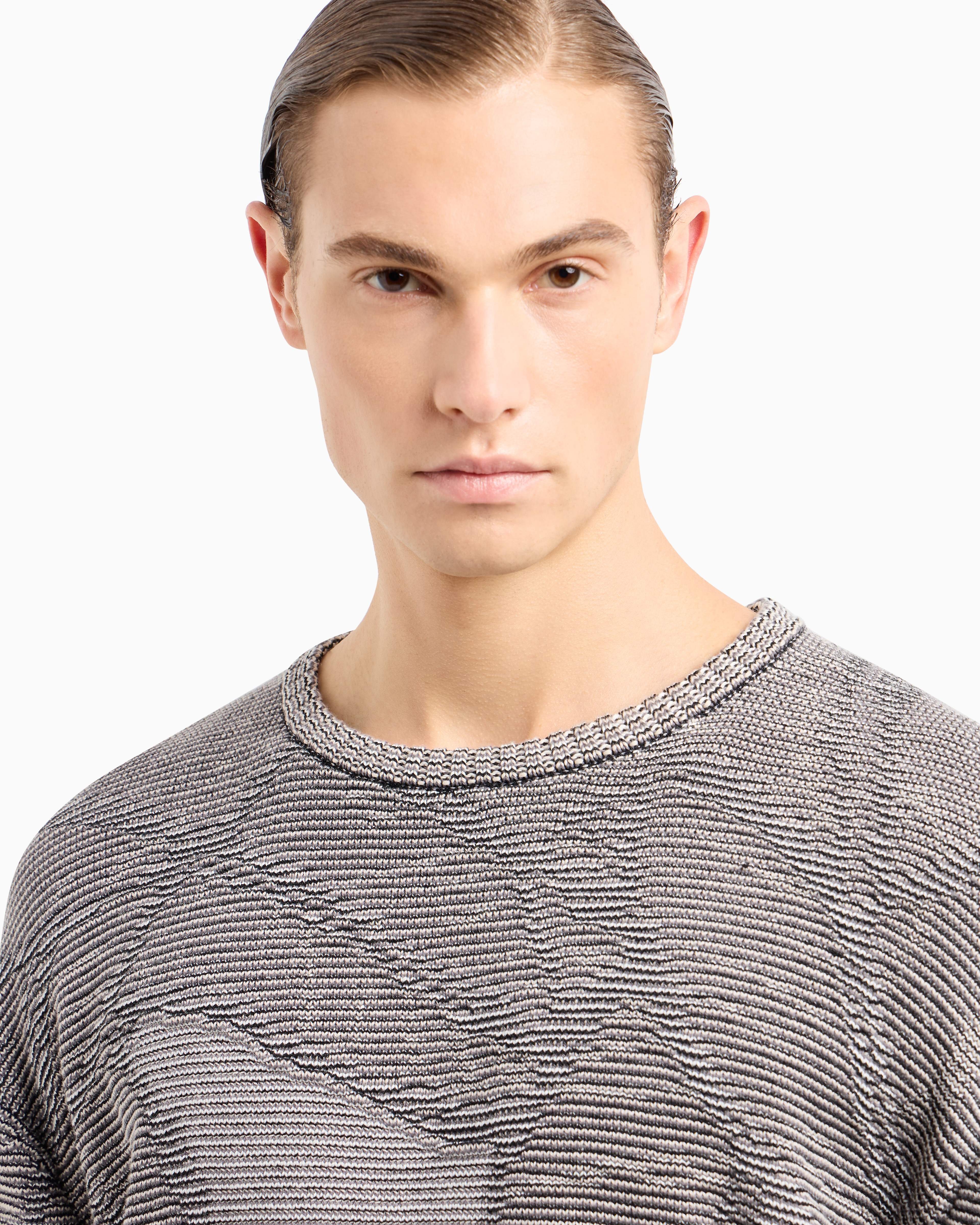Giorgio Armani Jacquard Cotton, Viscose And Cashmere Crew-neck Jumper