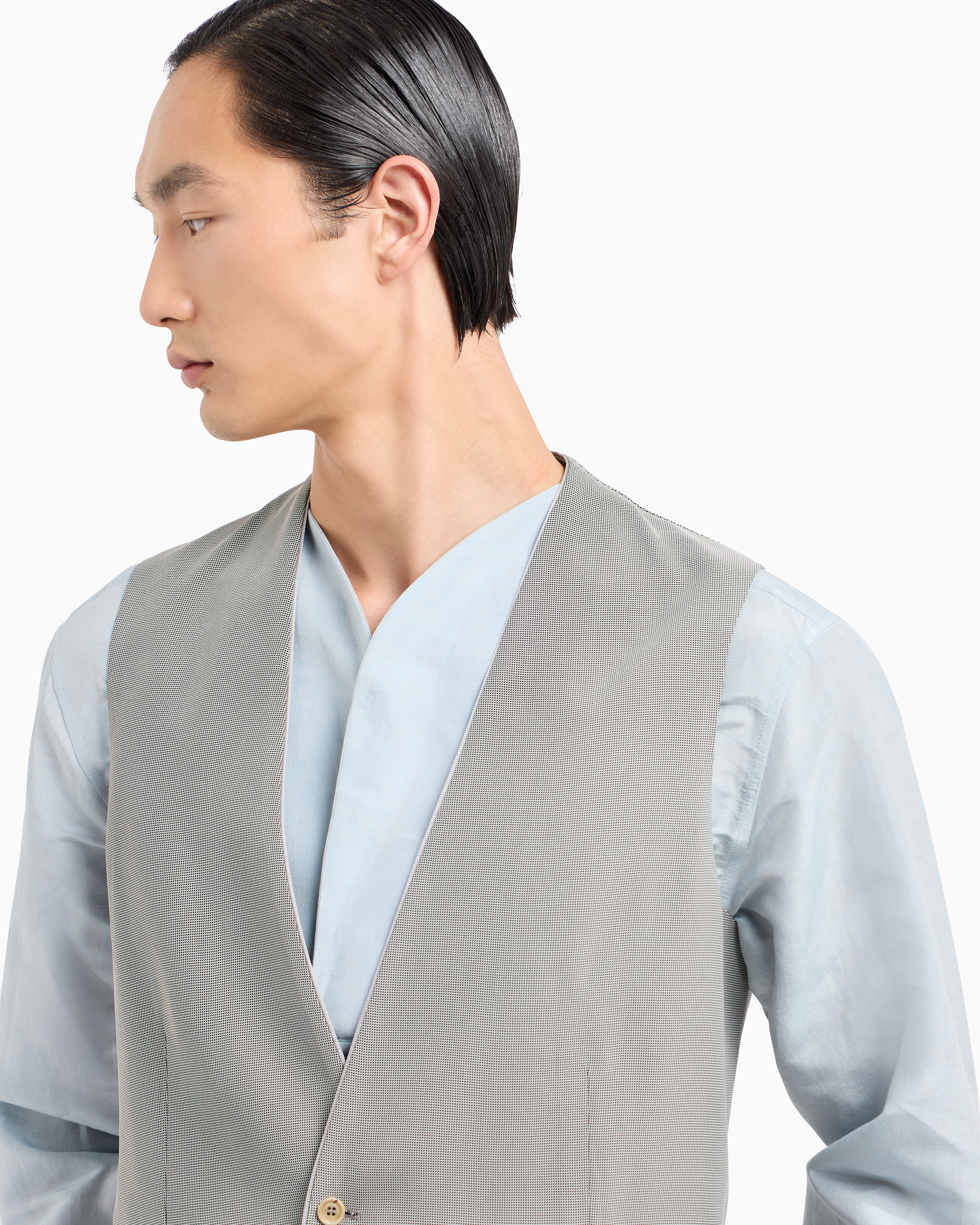 Giorgio Armani Single-breasted Waistcoat In A Textured Viscose Blend