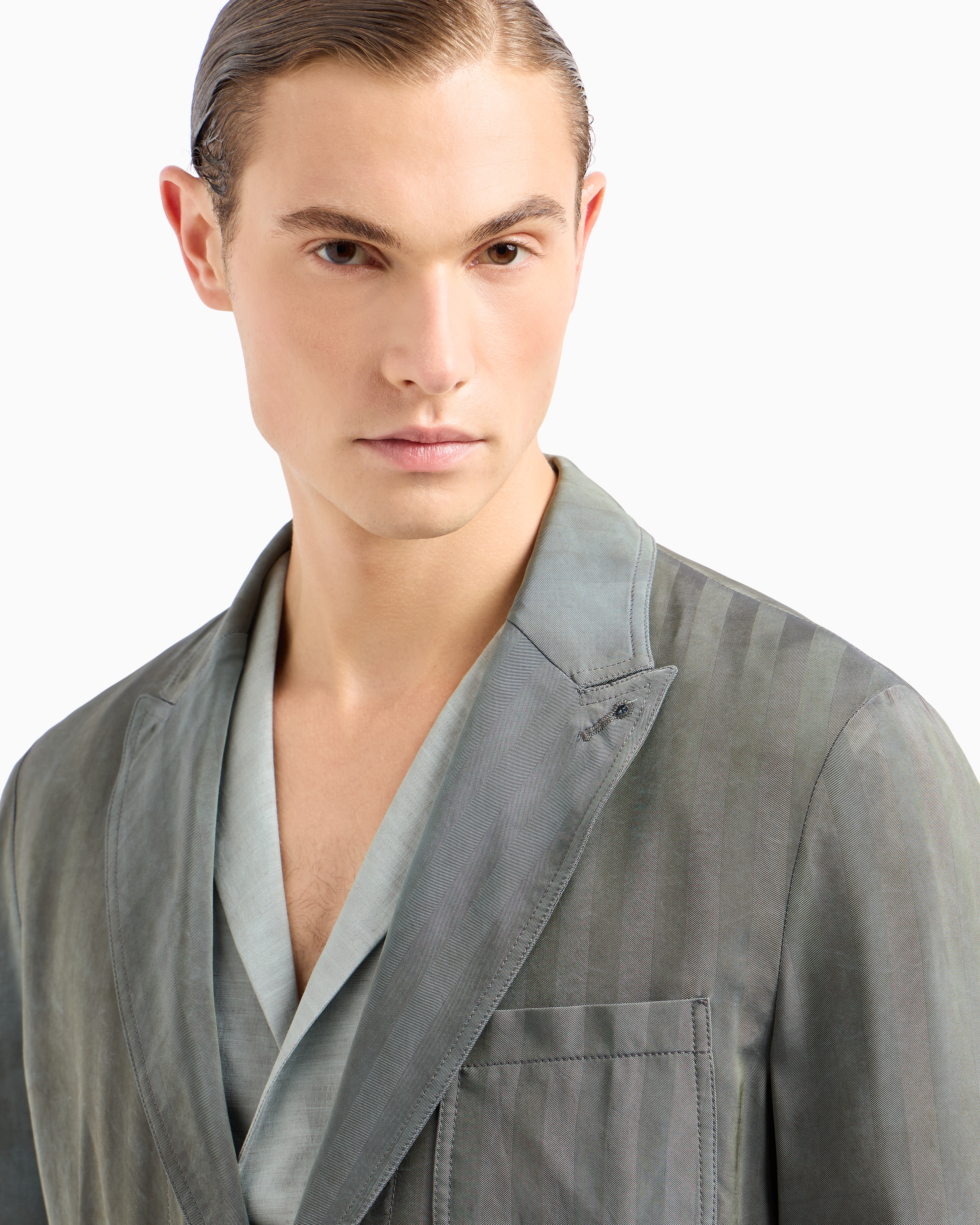 Giorgio Armani Single-breasted Jacket In Iridescent Viscose