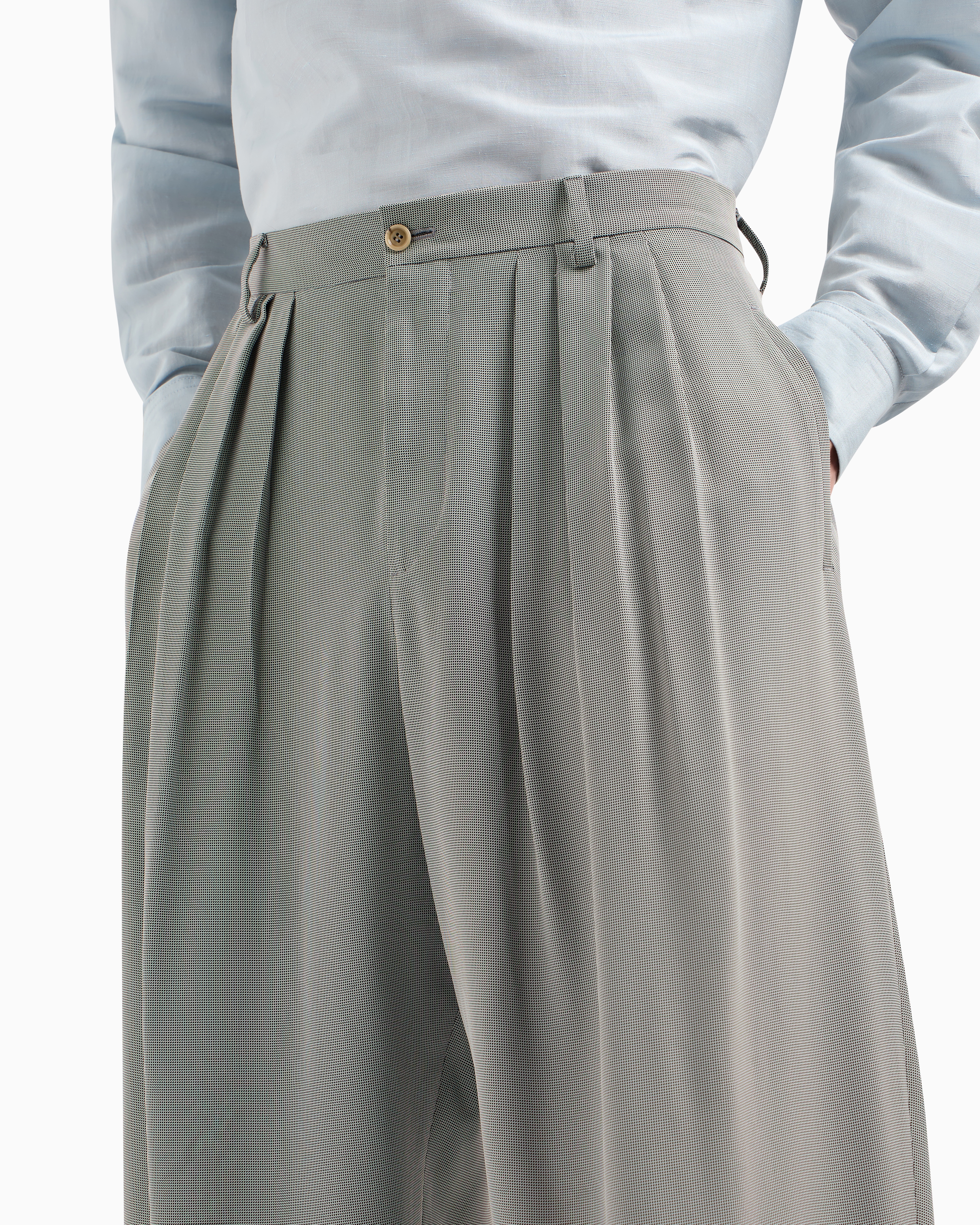 Giorgio Armani Double-pleat Trousers In A Micro-textured Viscose Blend
