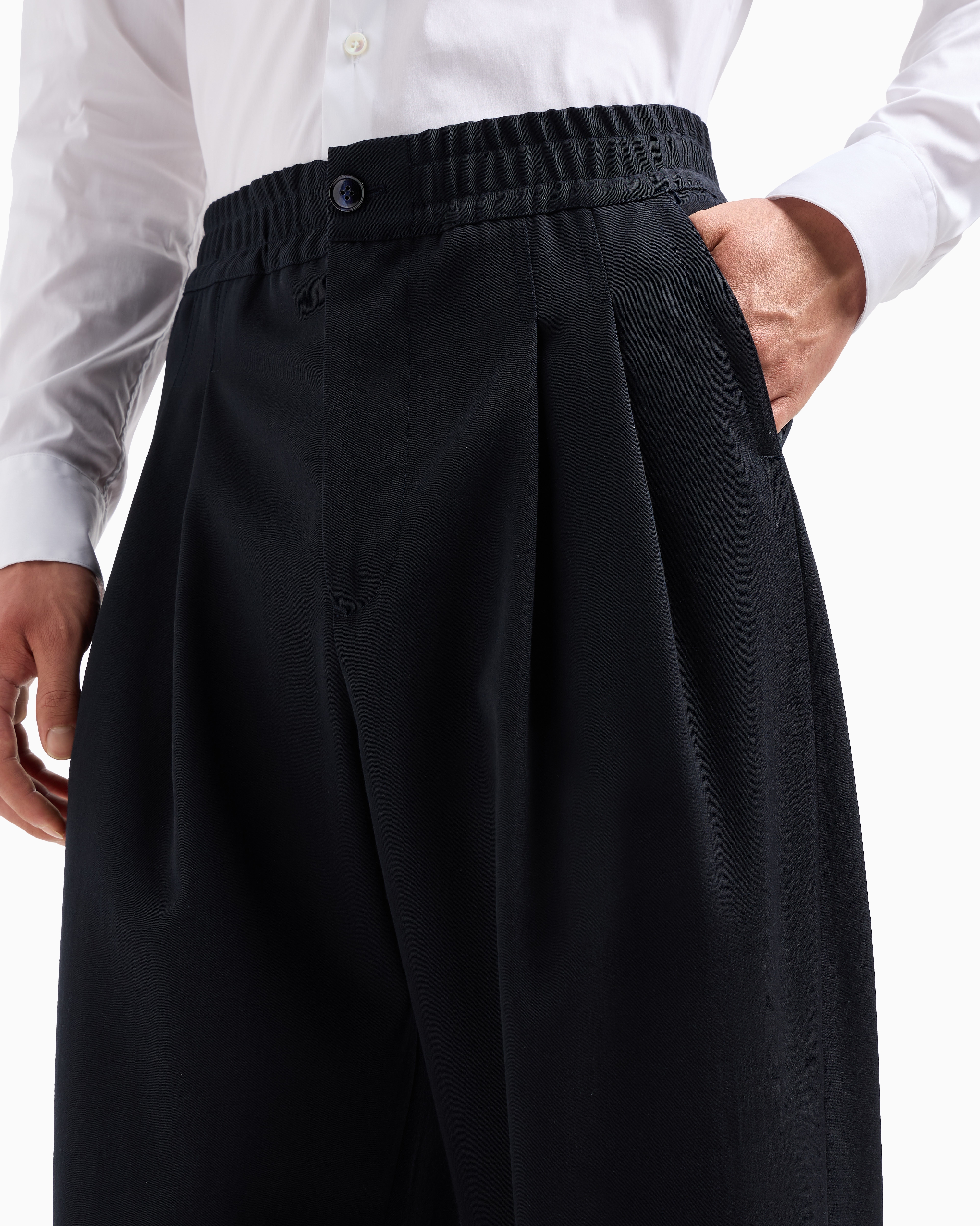 Giorgio Armani Double-pleat Trousers In Virgin Wool In Blue