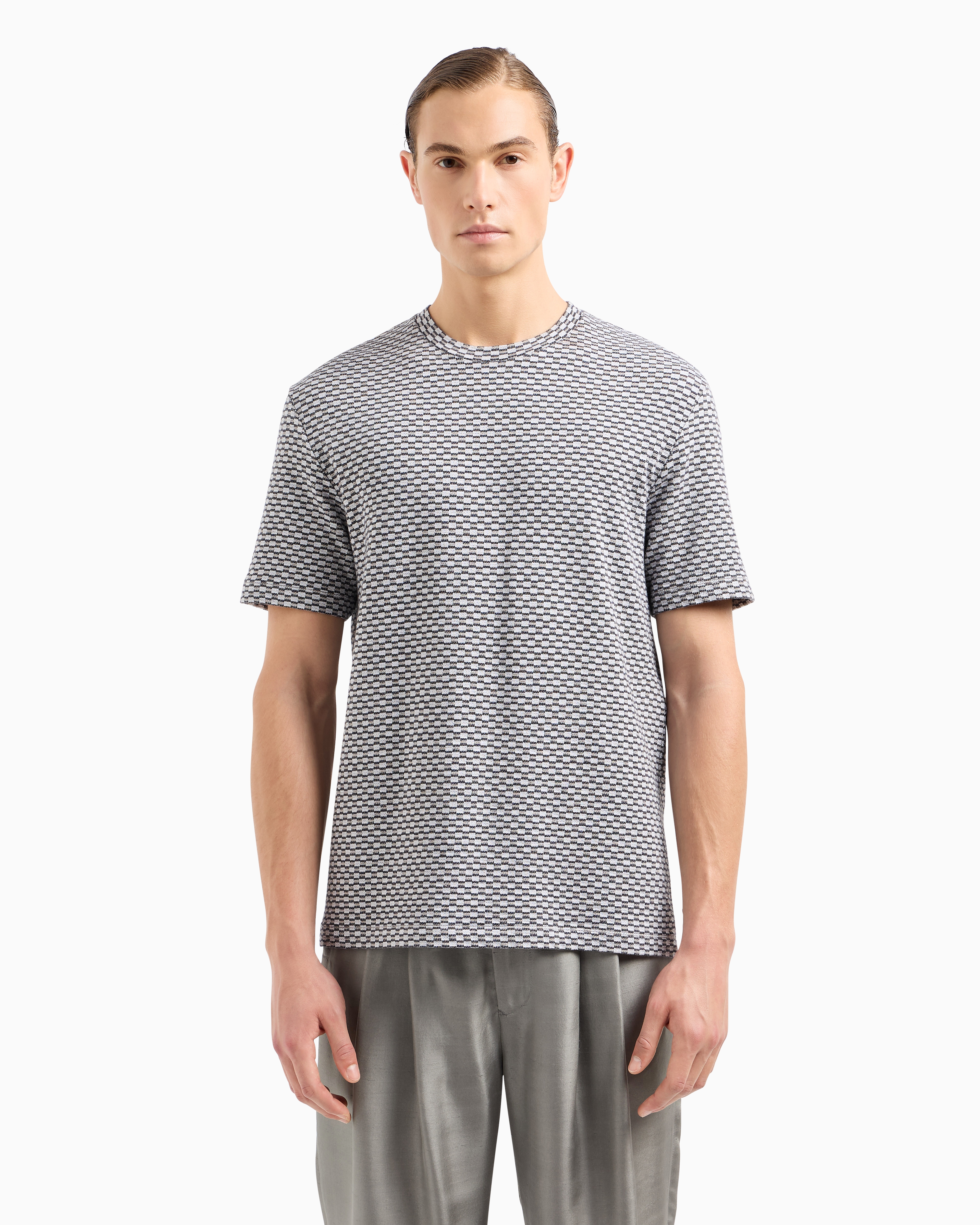 Giorgio Armani Viscose Jacquard Jersey Crew-neck T-shirt