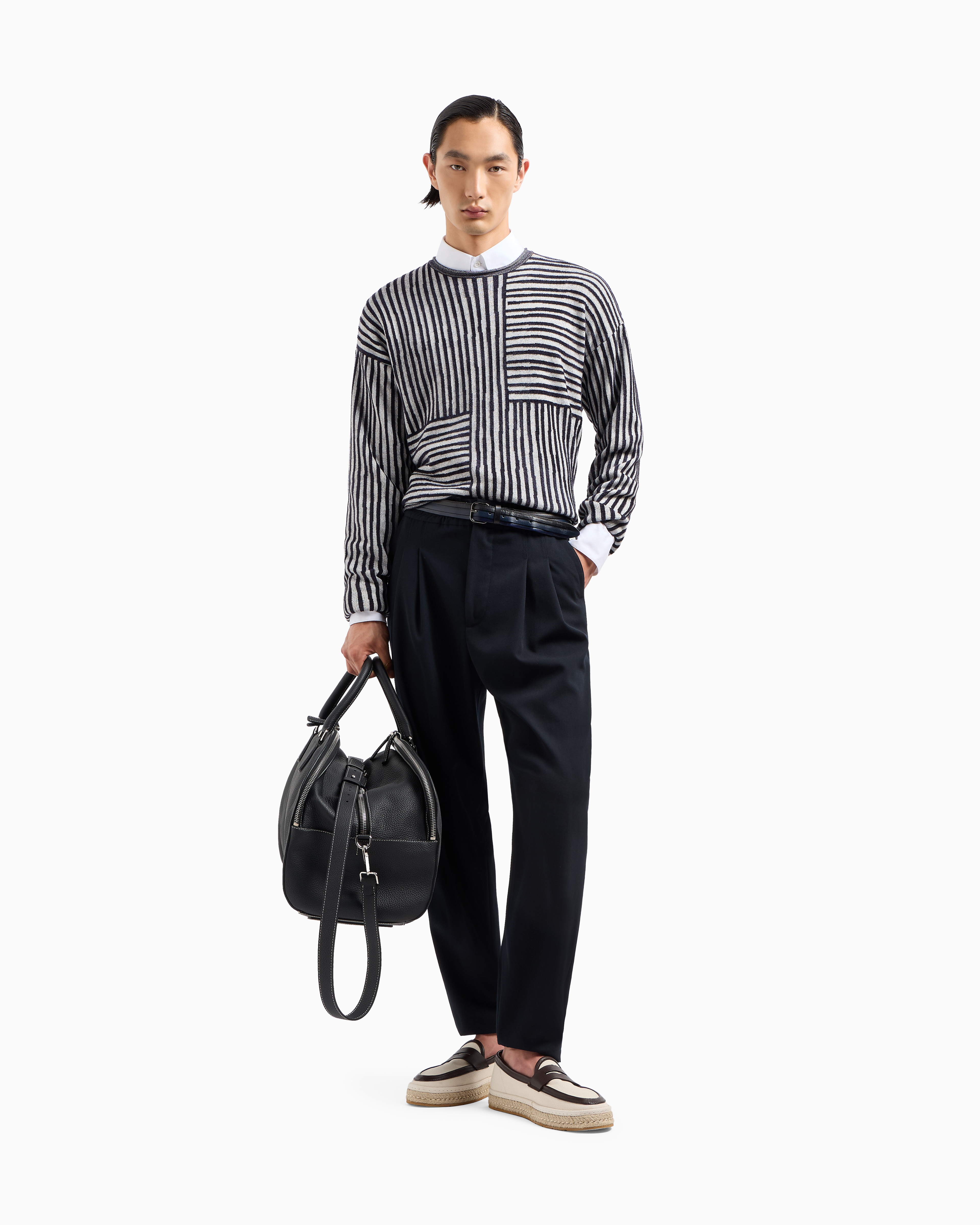 Giorgio Armani Double-pleat Trousers In Virgin Wool In Blue