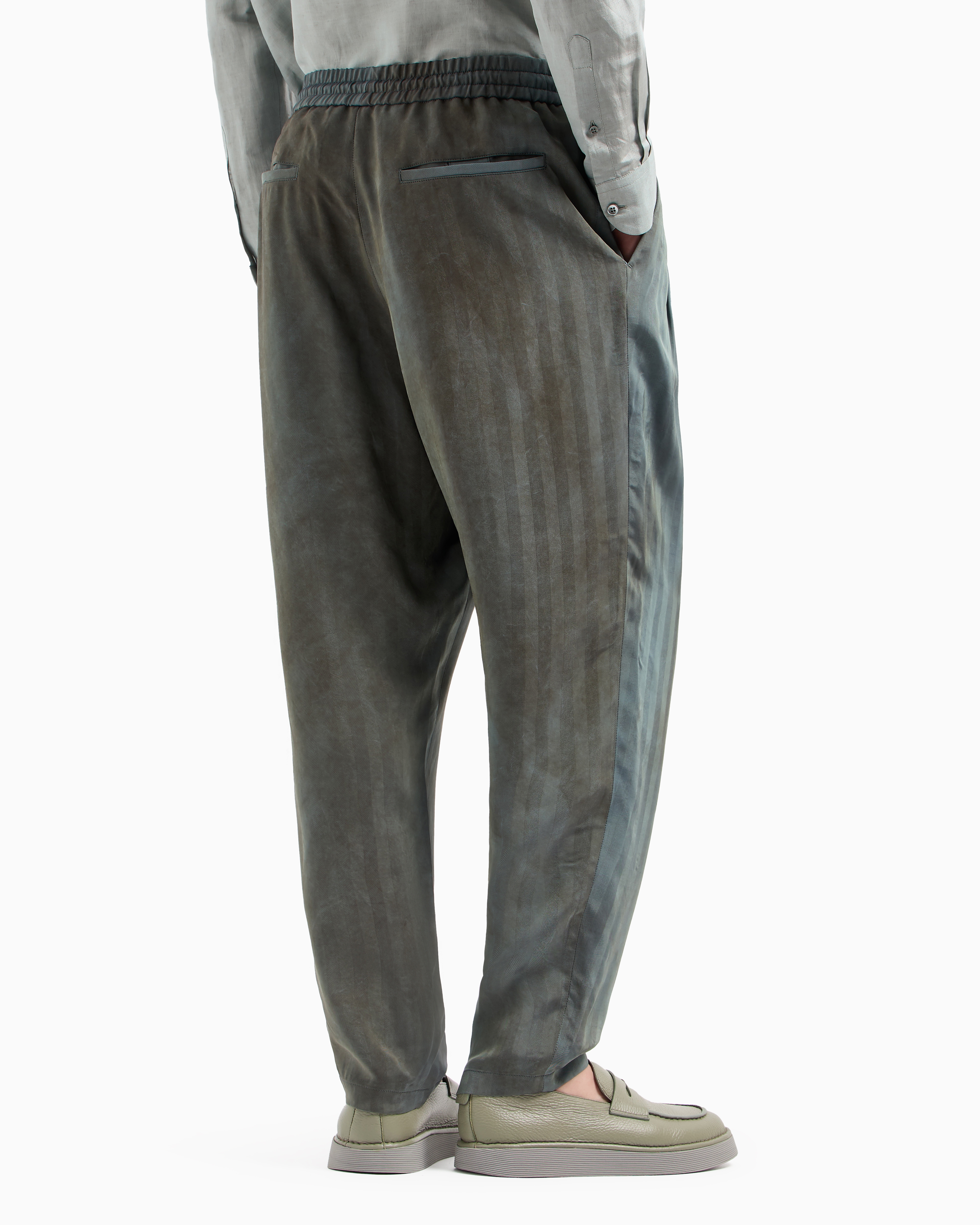 Giorgio Armani Viscose Canvas Flat-front Trousers