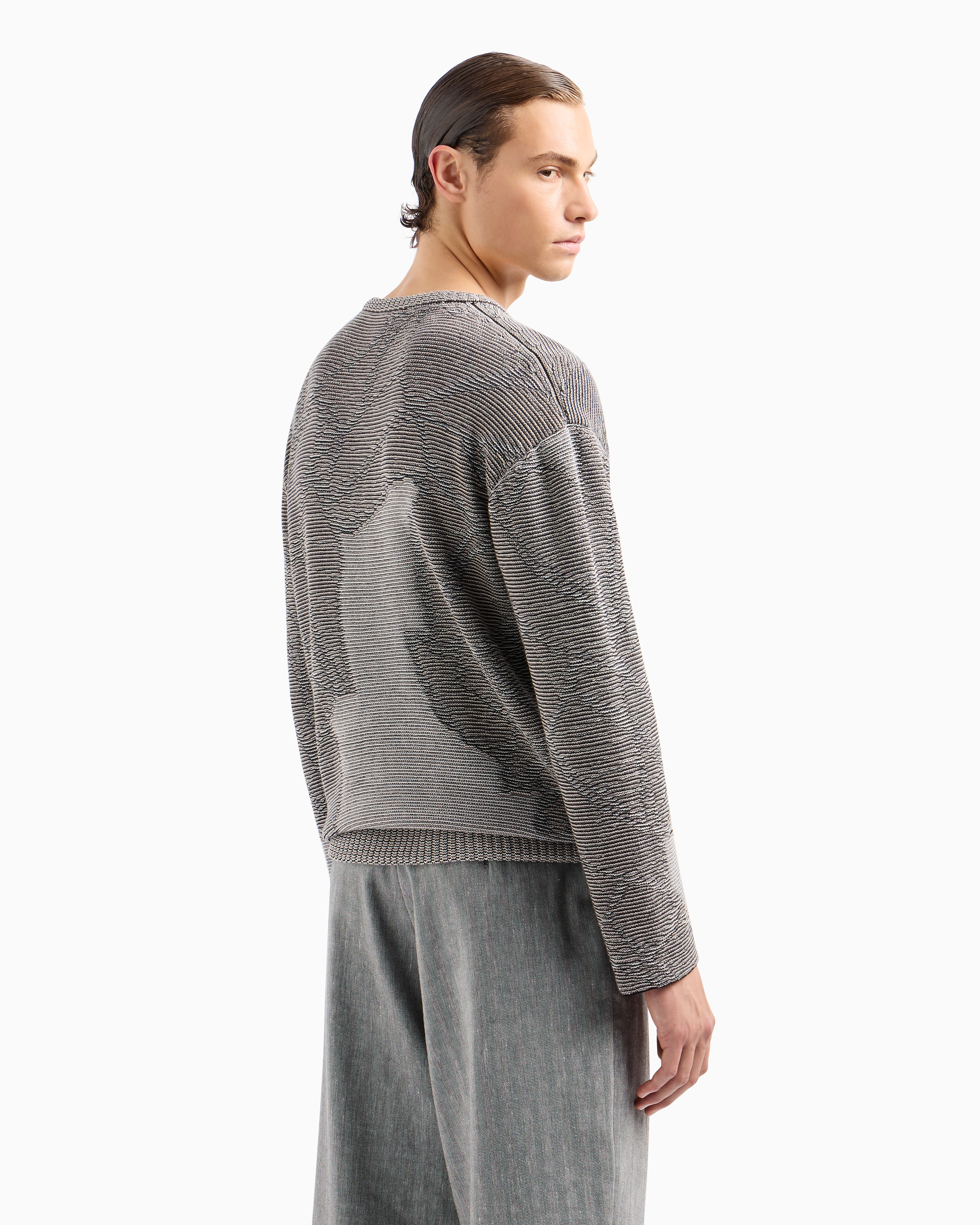 Giorgio Armani Jacquard Cotton, Viscose And Cashmere Crew-neck Jumper