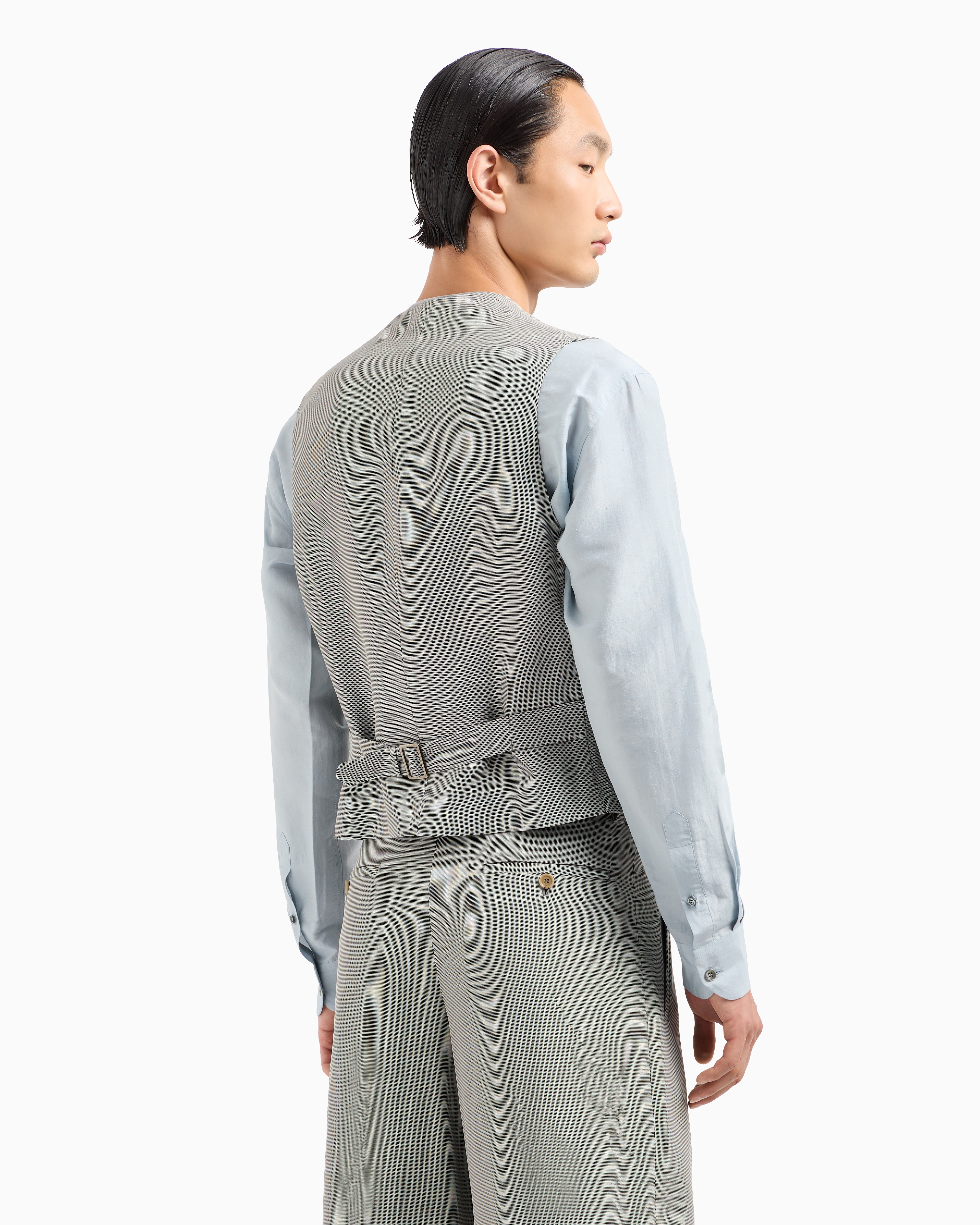 Giorgio Armani Single-breasted Waistcoat In A Textured Viscose Blend