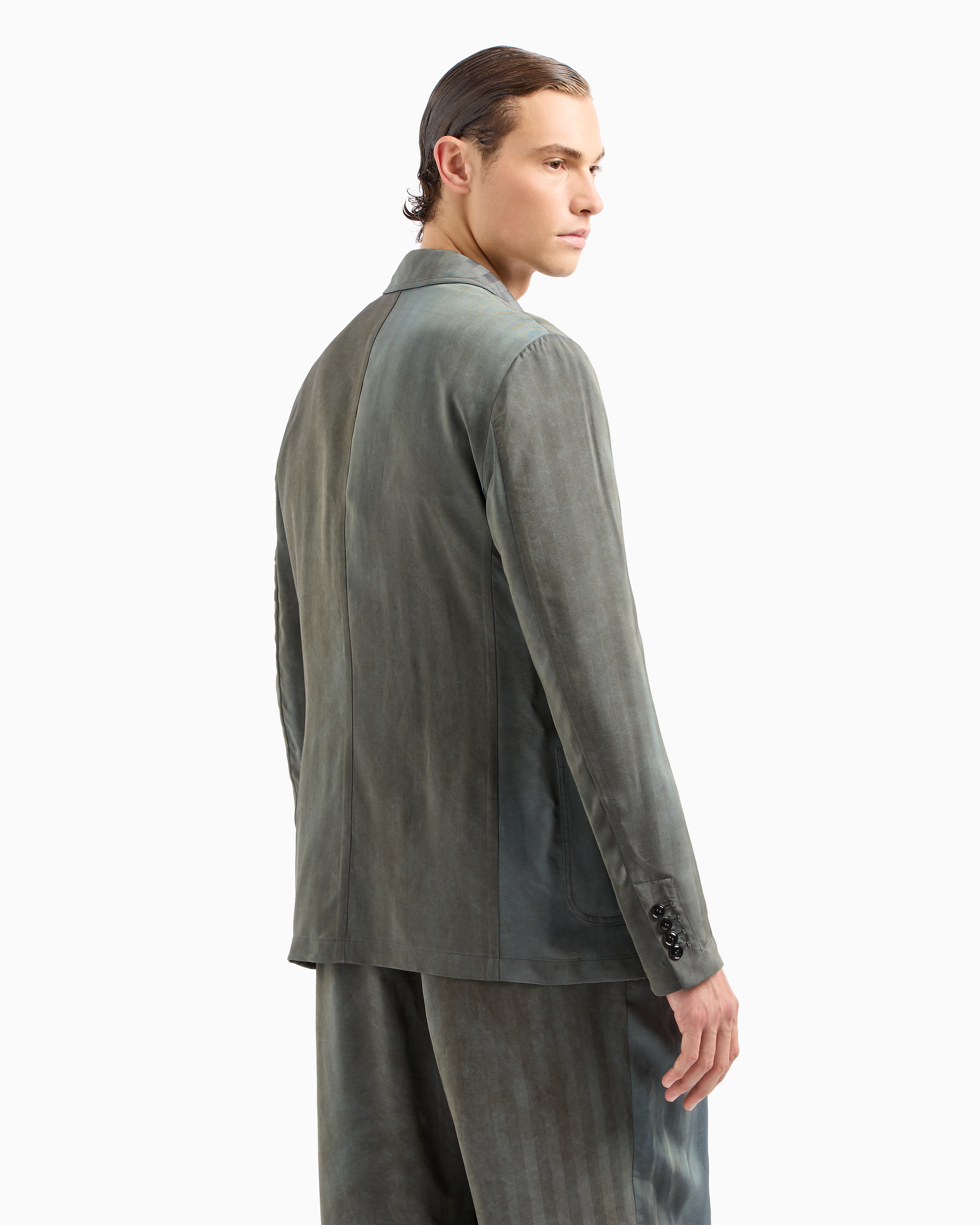 Giorgio Armani Single-breasted Jacket In Iridescent Viscose