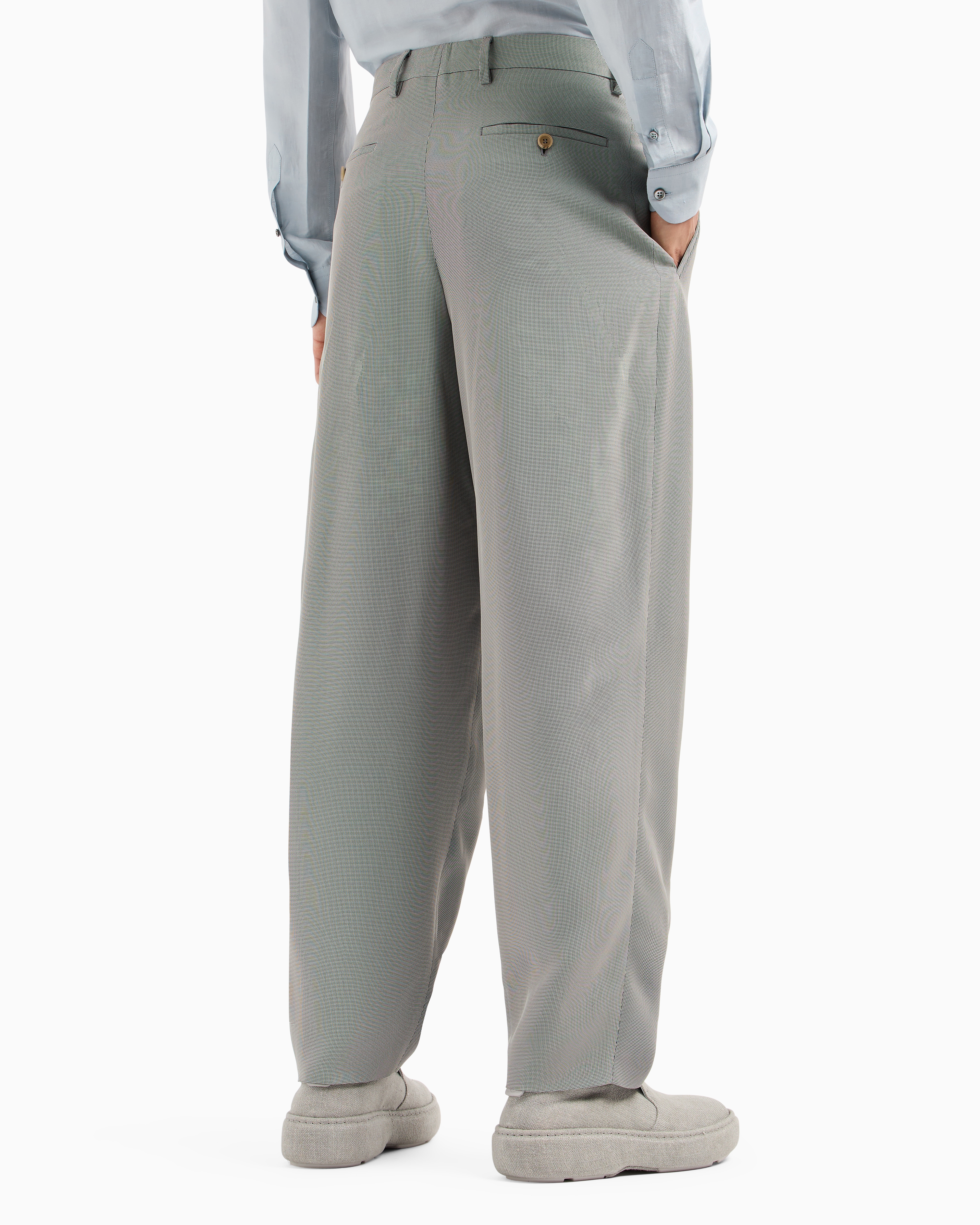 Giorgio Armani Double-pleat Trousers In A Micro-textured Viscose Blend