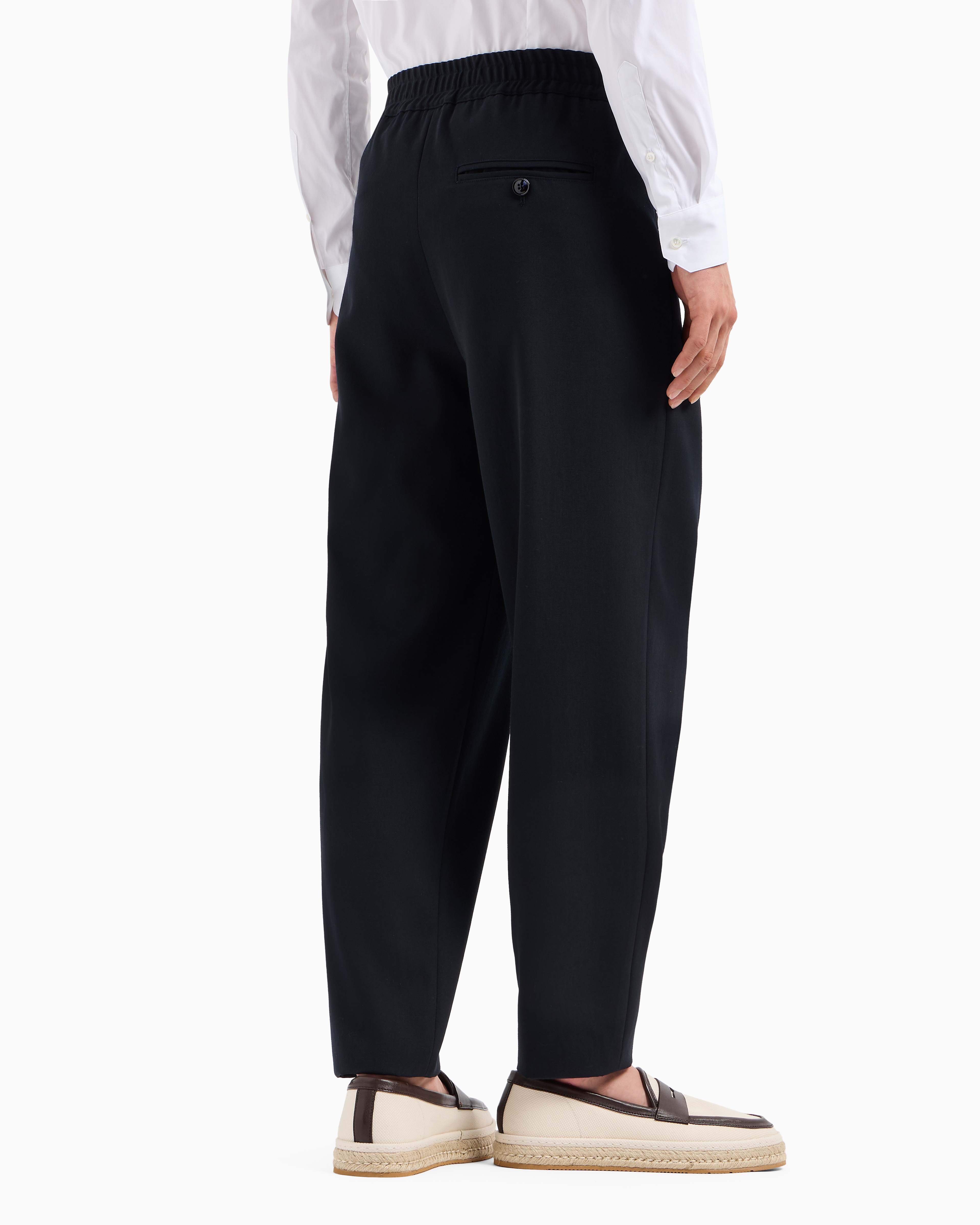 Giorgio Armani Double-pleat Trousers In Virgin Wool In Blue