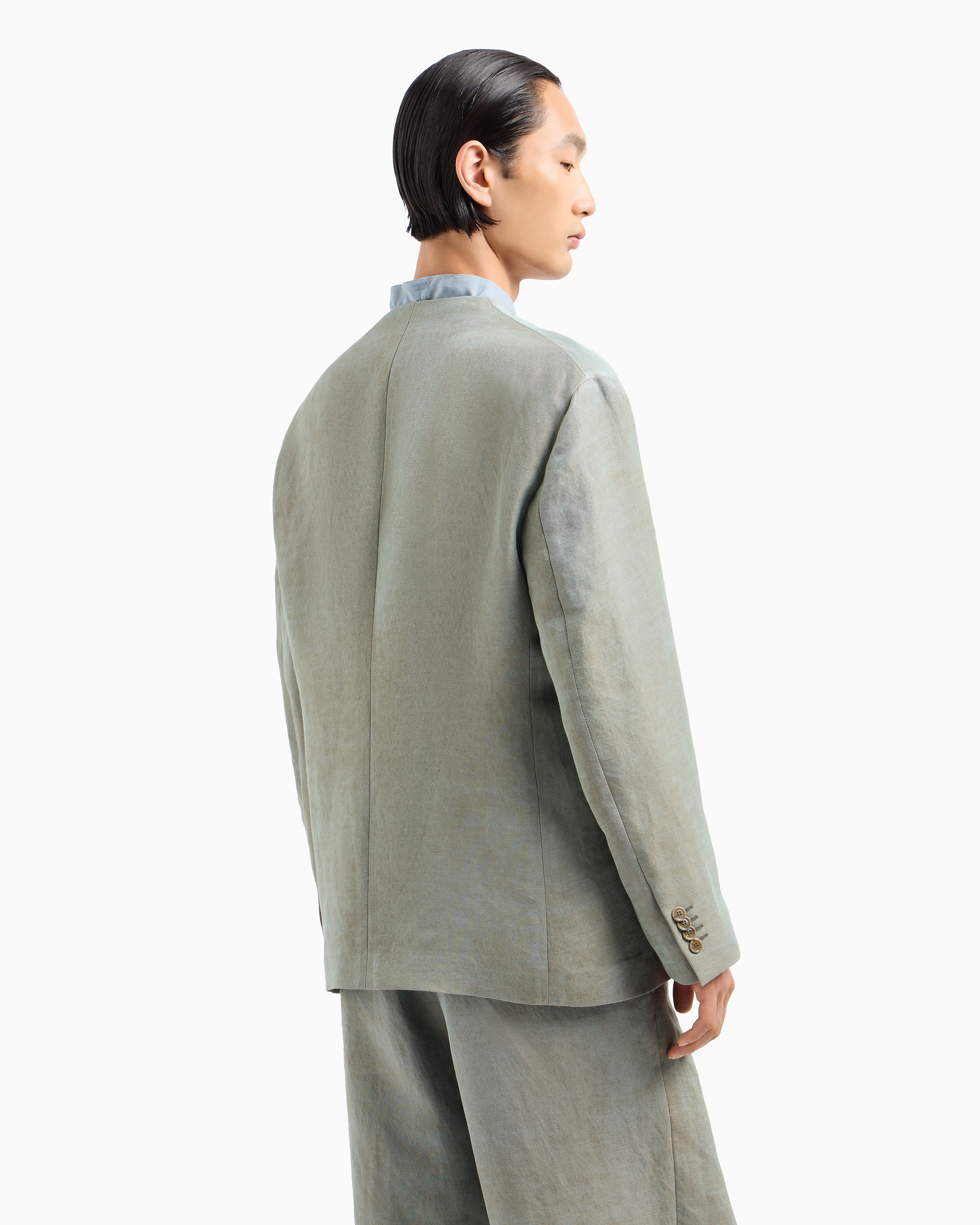 Giorgio Armani Double-breasted Jacket In Iridescent Linen Twill