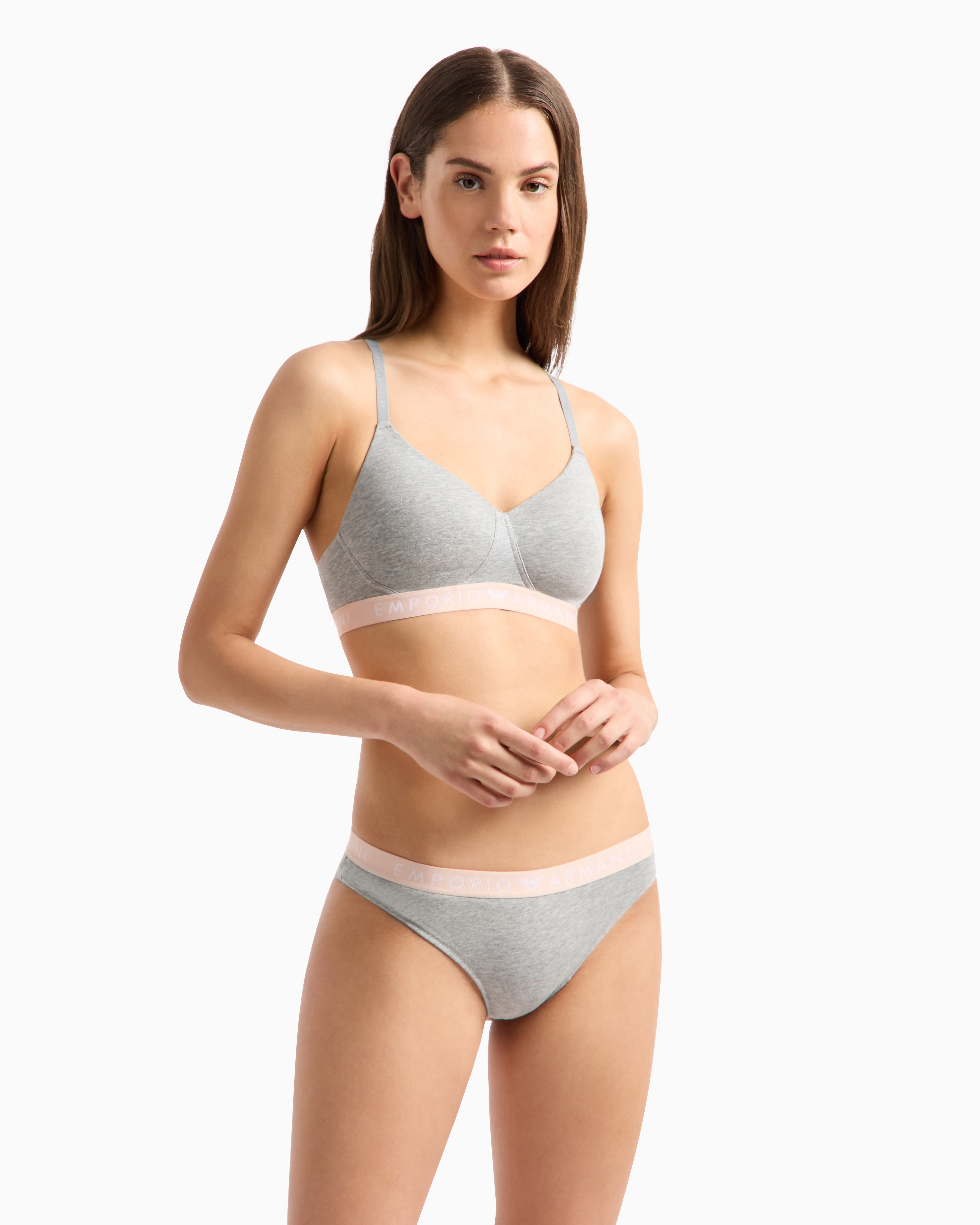 Shop Emporio Armani Asv 2er-pack Brazilian Slips Aus Iconic Bio-baumwolle Mit Logo-band In Grau