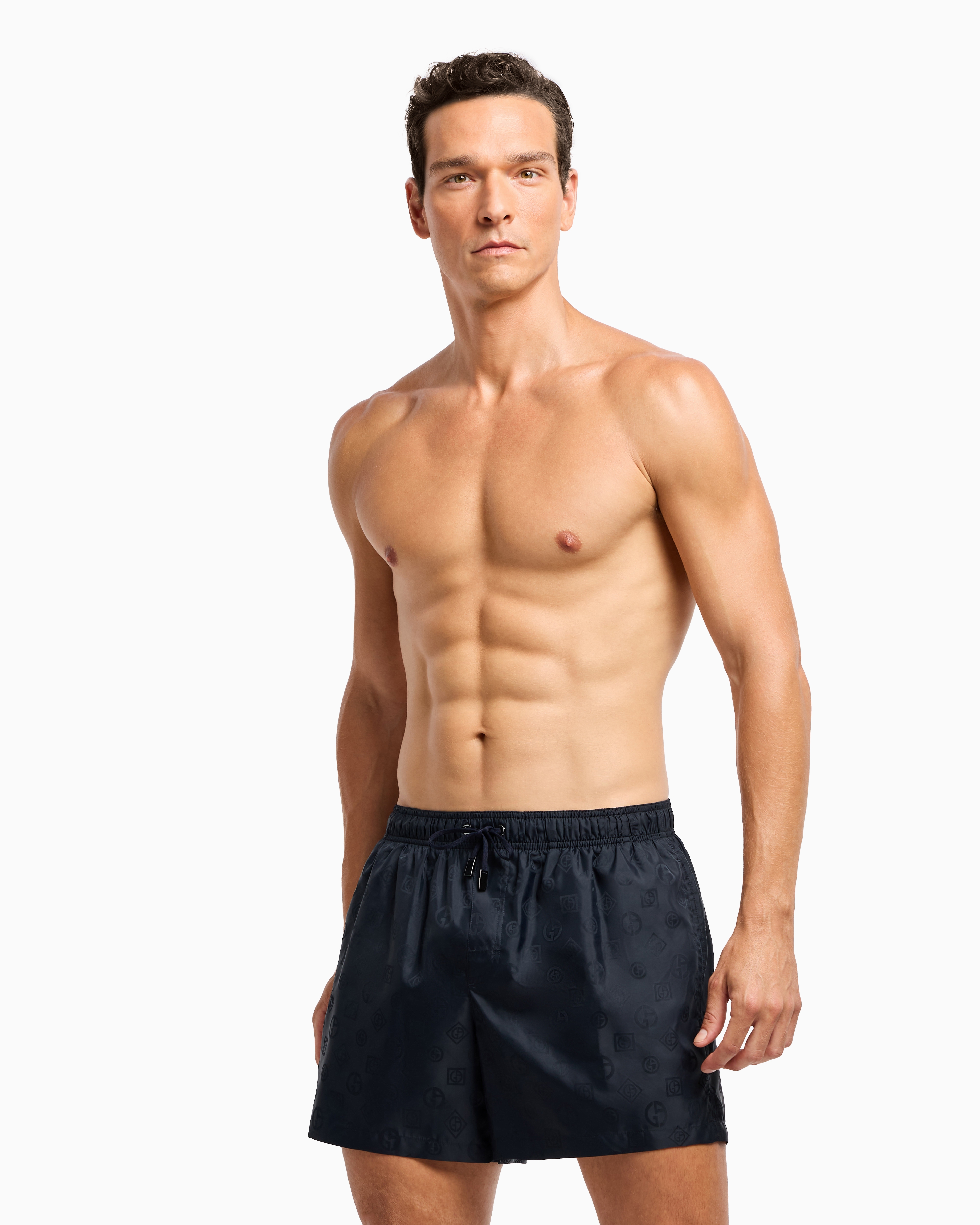 GIORGIO ARMANI MONOGRAM SWIM TRUNKS