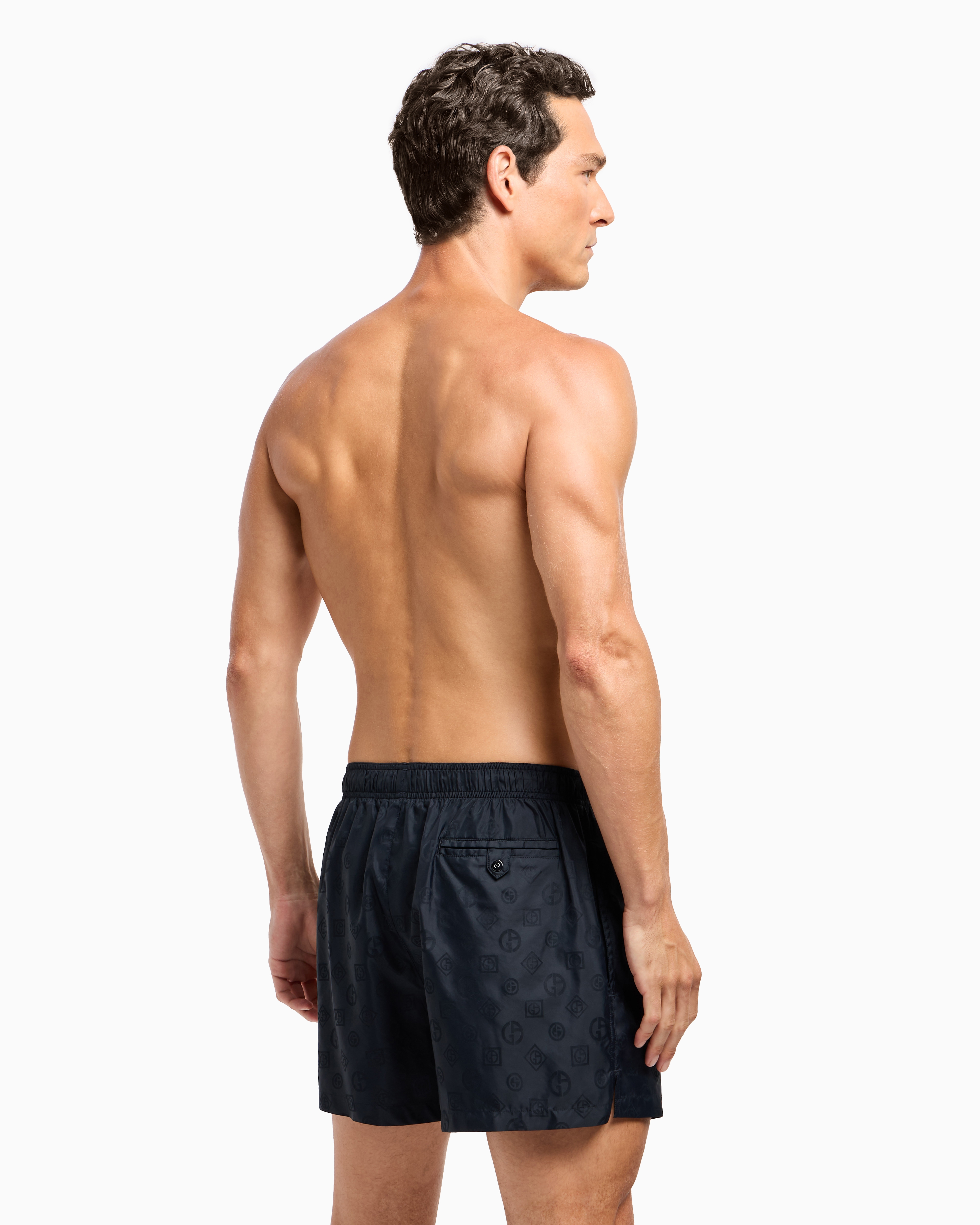 GIORGIO ARMANI MONOGRAM SWIM TRUNKS