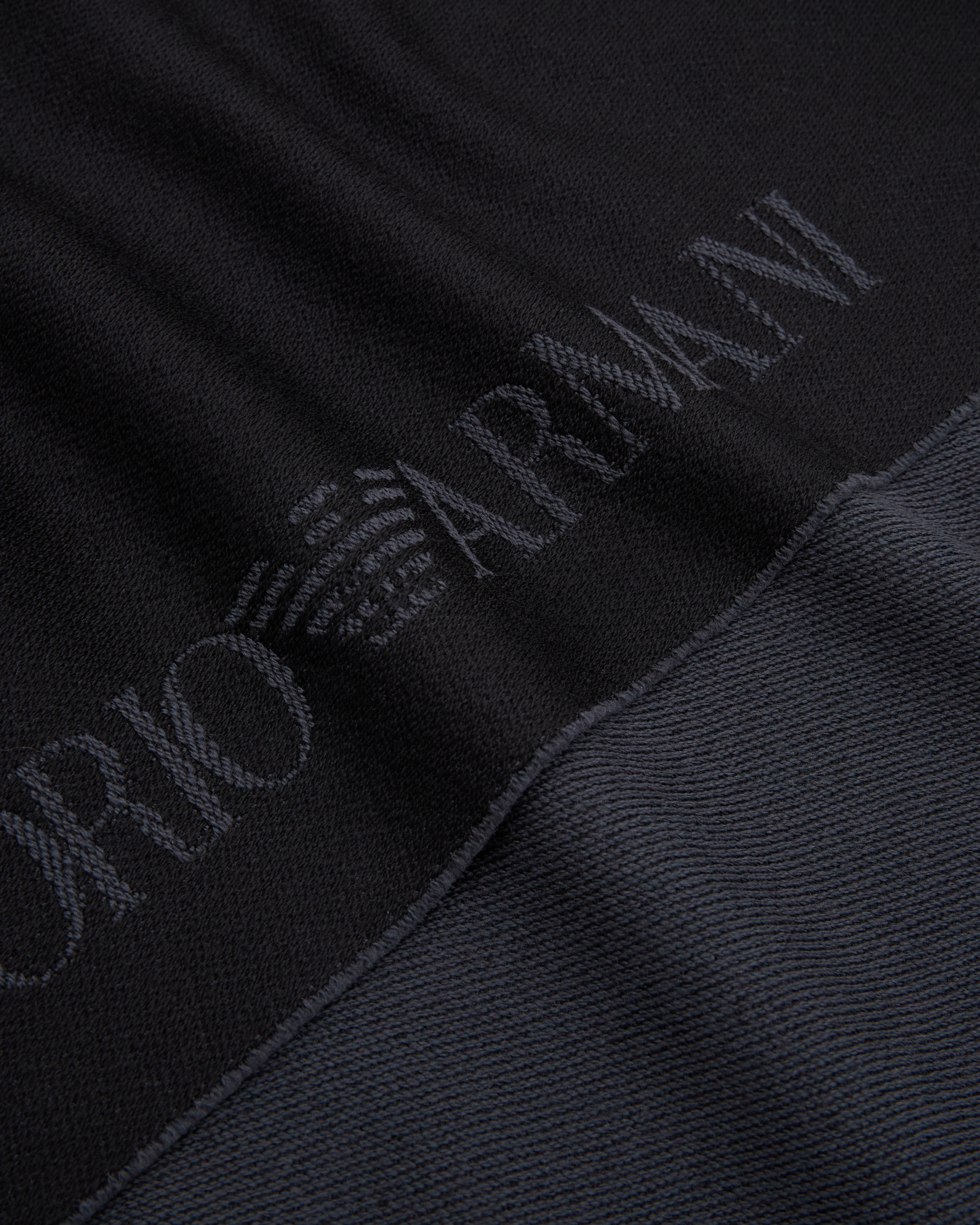 Emporio Armani Official Store Wool Scarf With Jacquard Logo Lettering In Black Logo