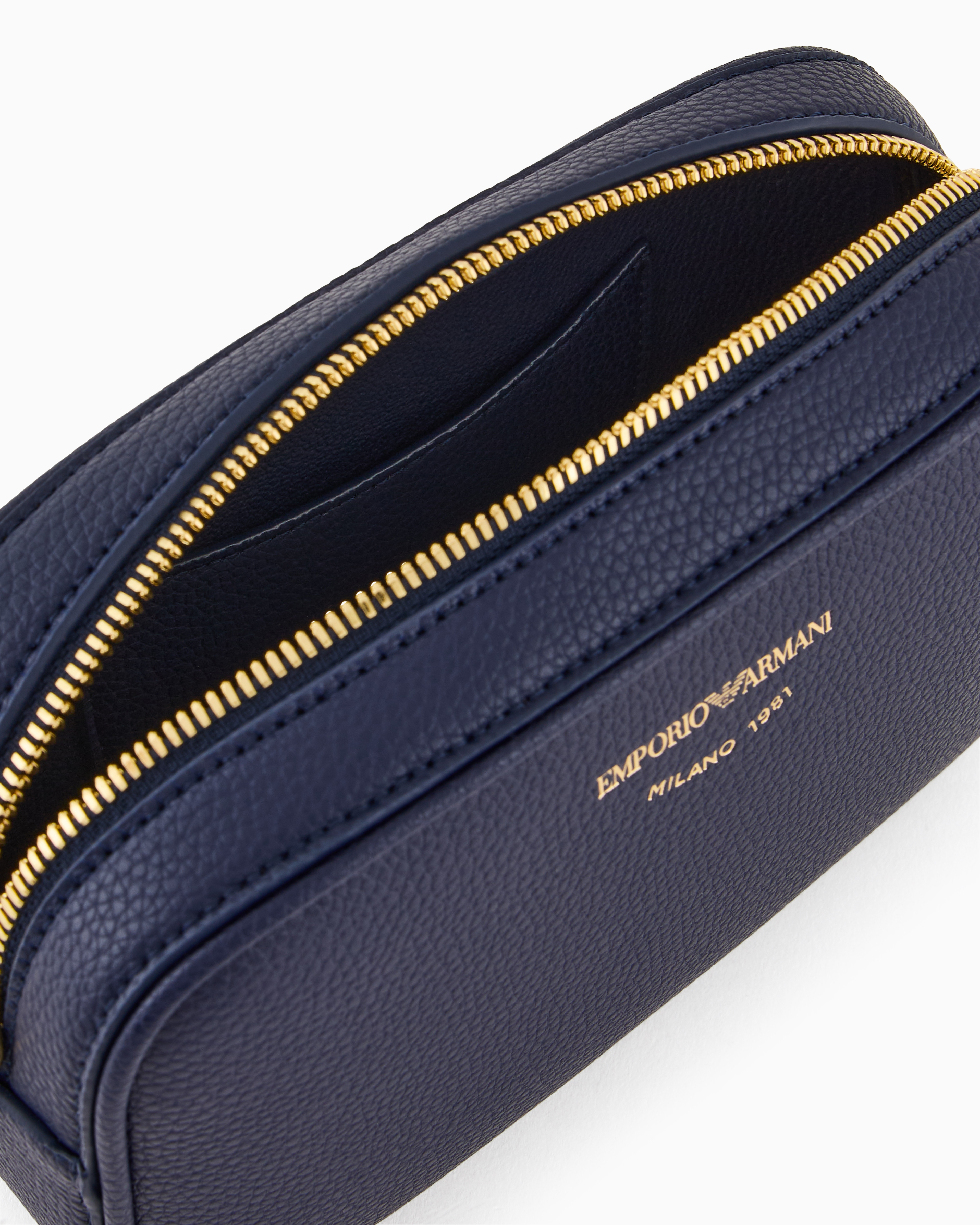 Emporio Armani Official Store Deer-print Camera Case With Shoulder Strap In Bleu