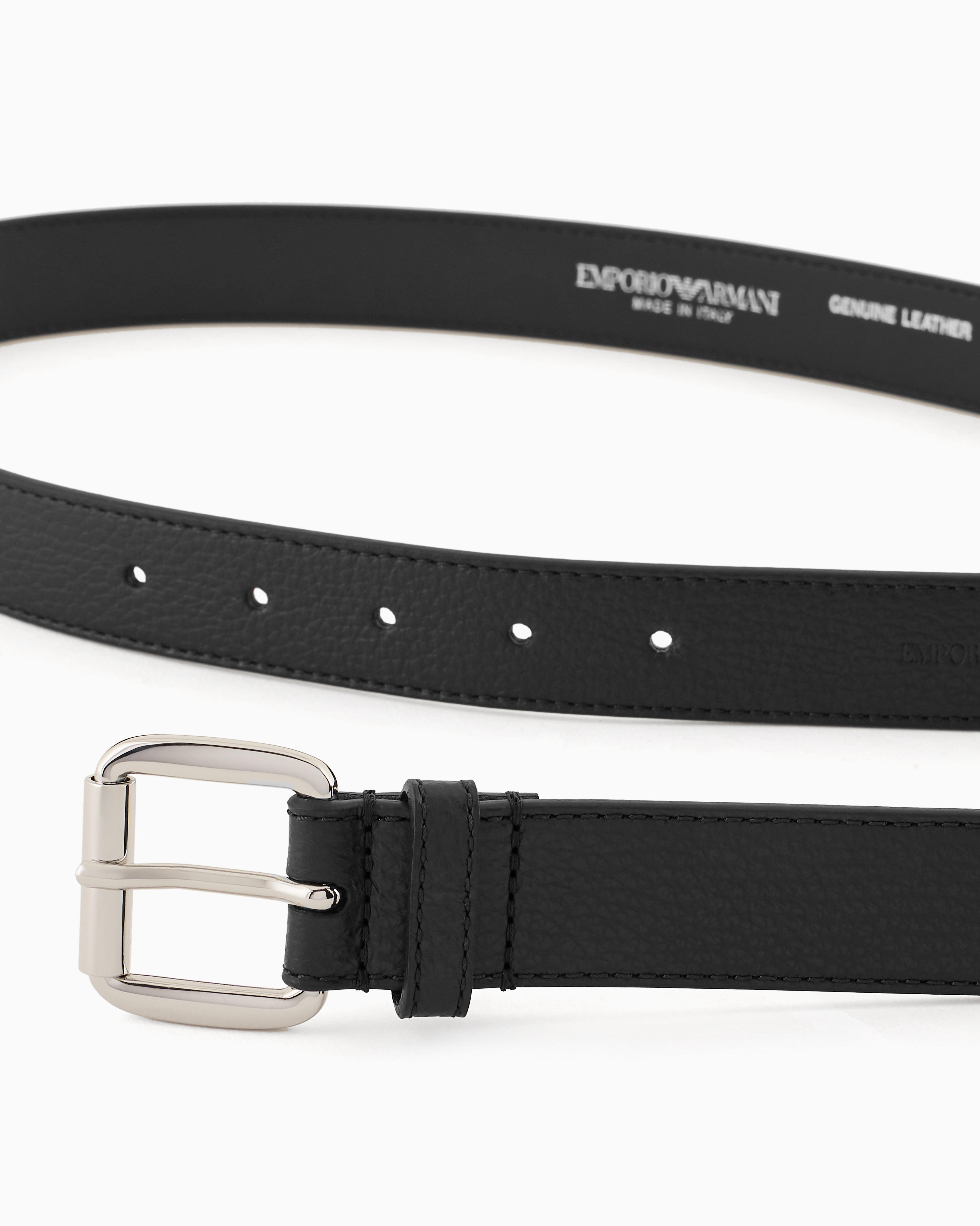 Emporio Armani Official Store Smooth Leather Belt In Black