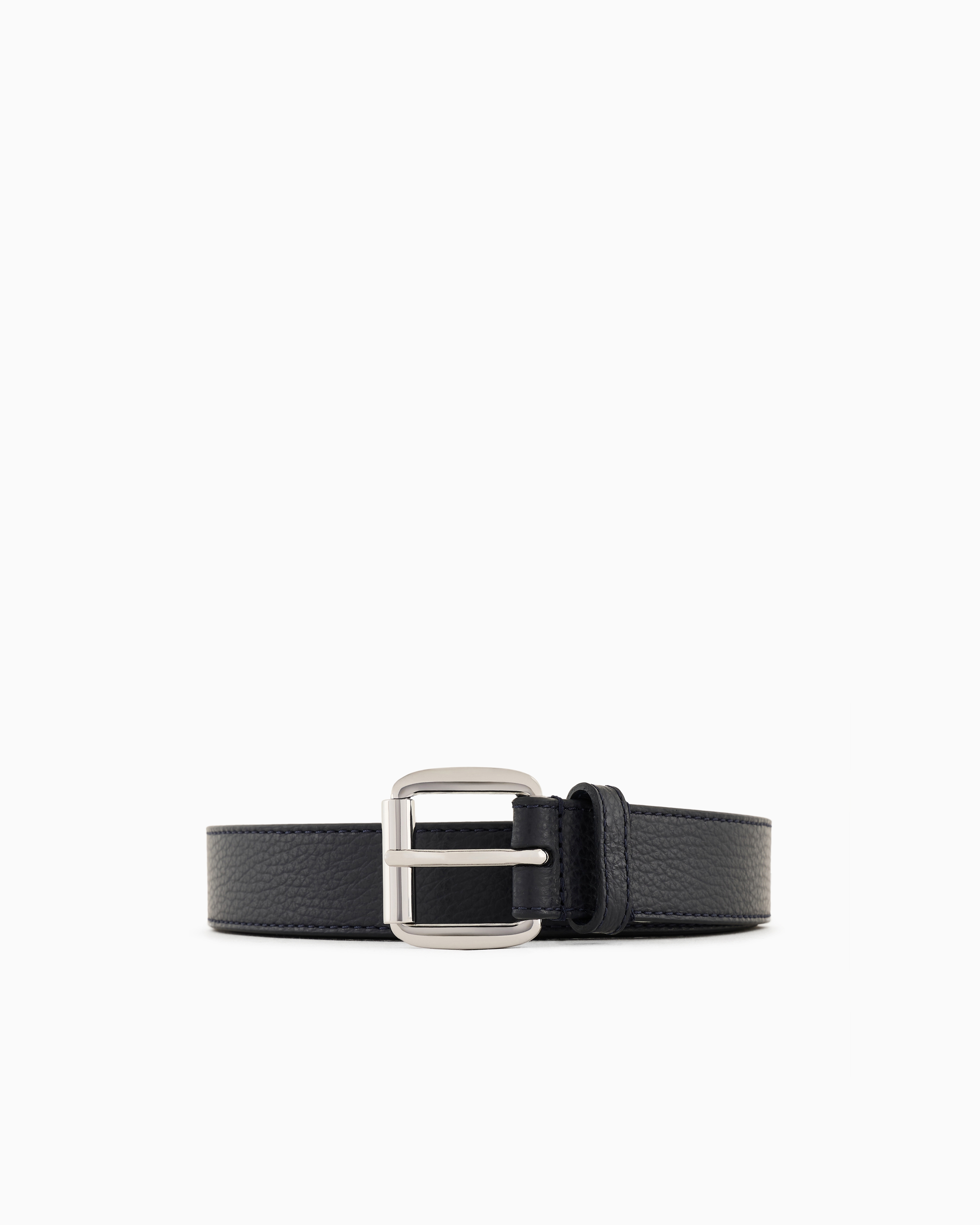 Emporio Armani Official Store Smooth Leather Belt In Black