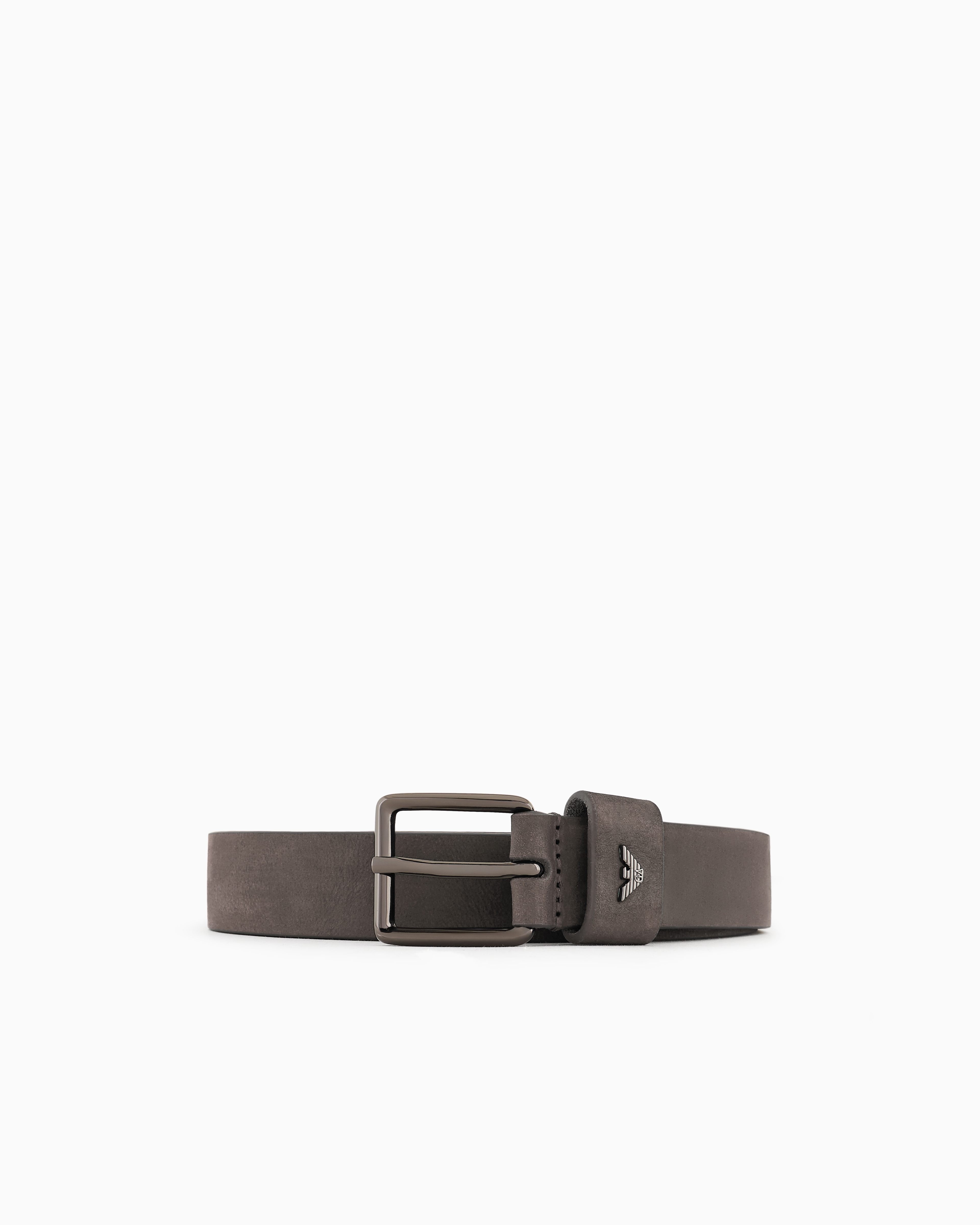 Emporio Armani Official Store Suede Belt In Gray