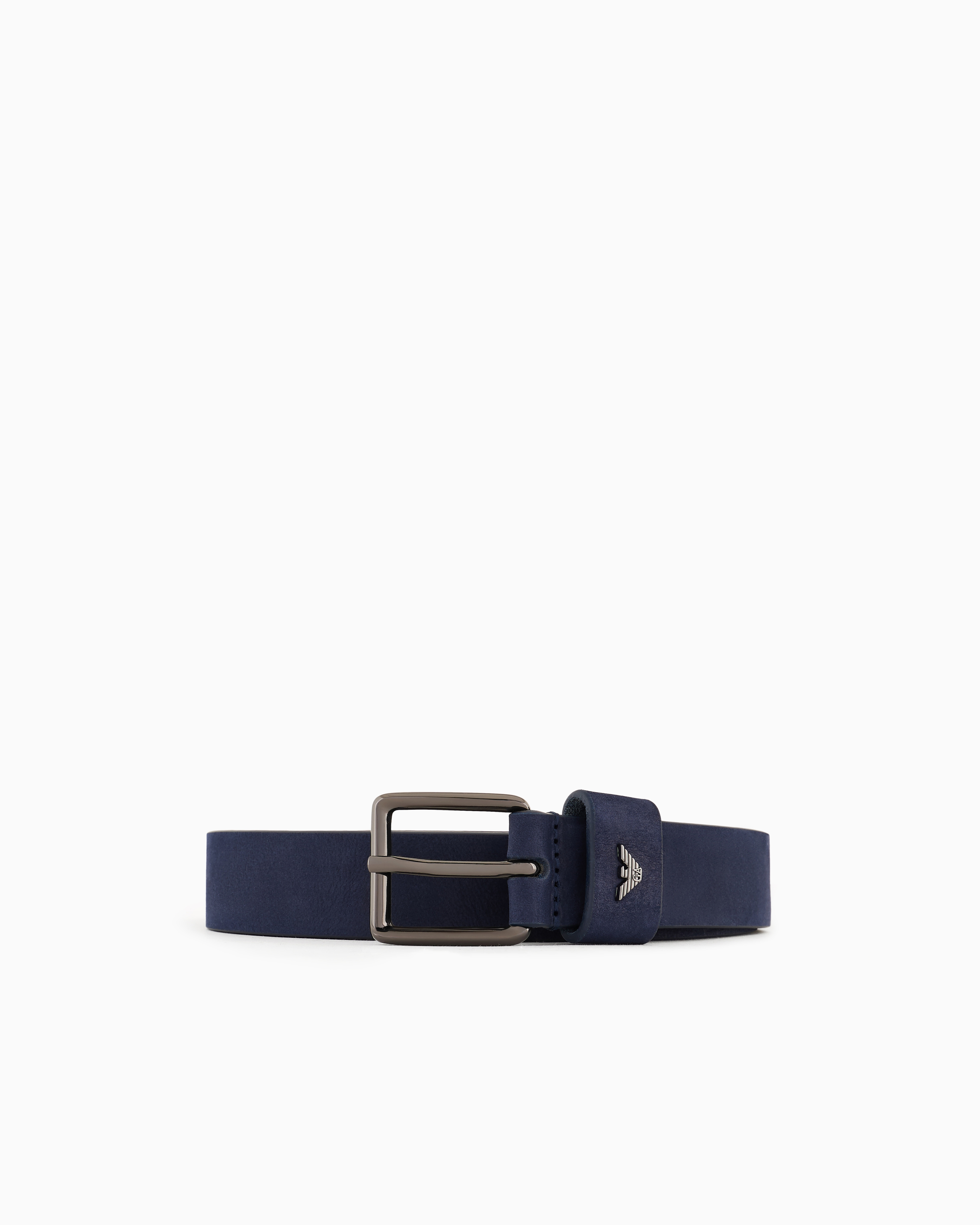 Emporio Armani Official Store Suede Belt In Navy Blue