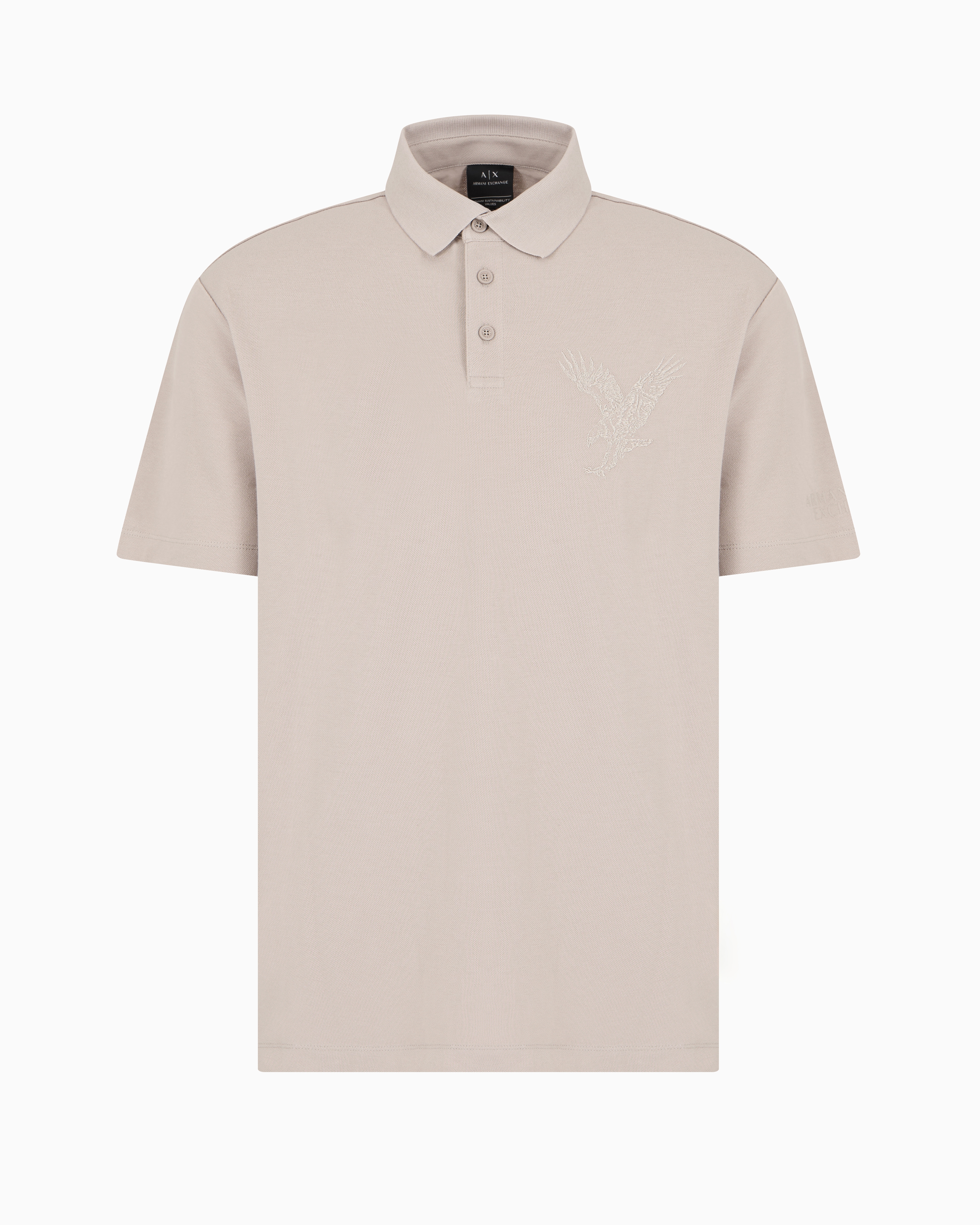 Armani Exchange Official Store Asv Organic Cotton Regular Fit Polo Shirt In Beige