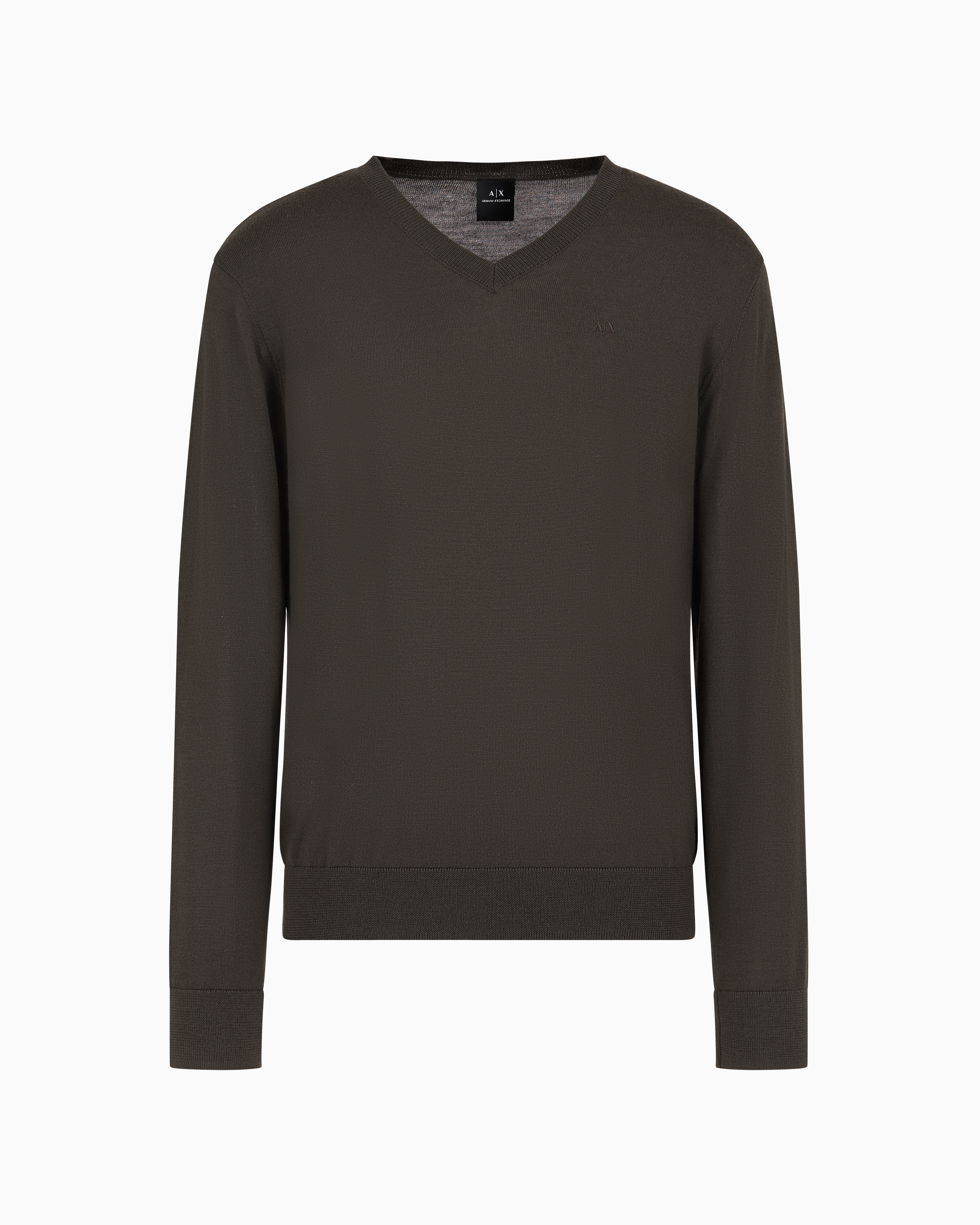 Armani Exchange Official Store Asv Checked Jacquard Crewneck Sweater In Brown