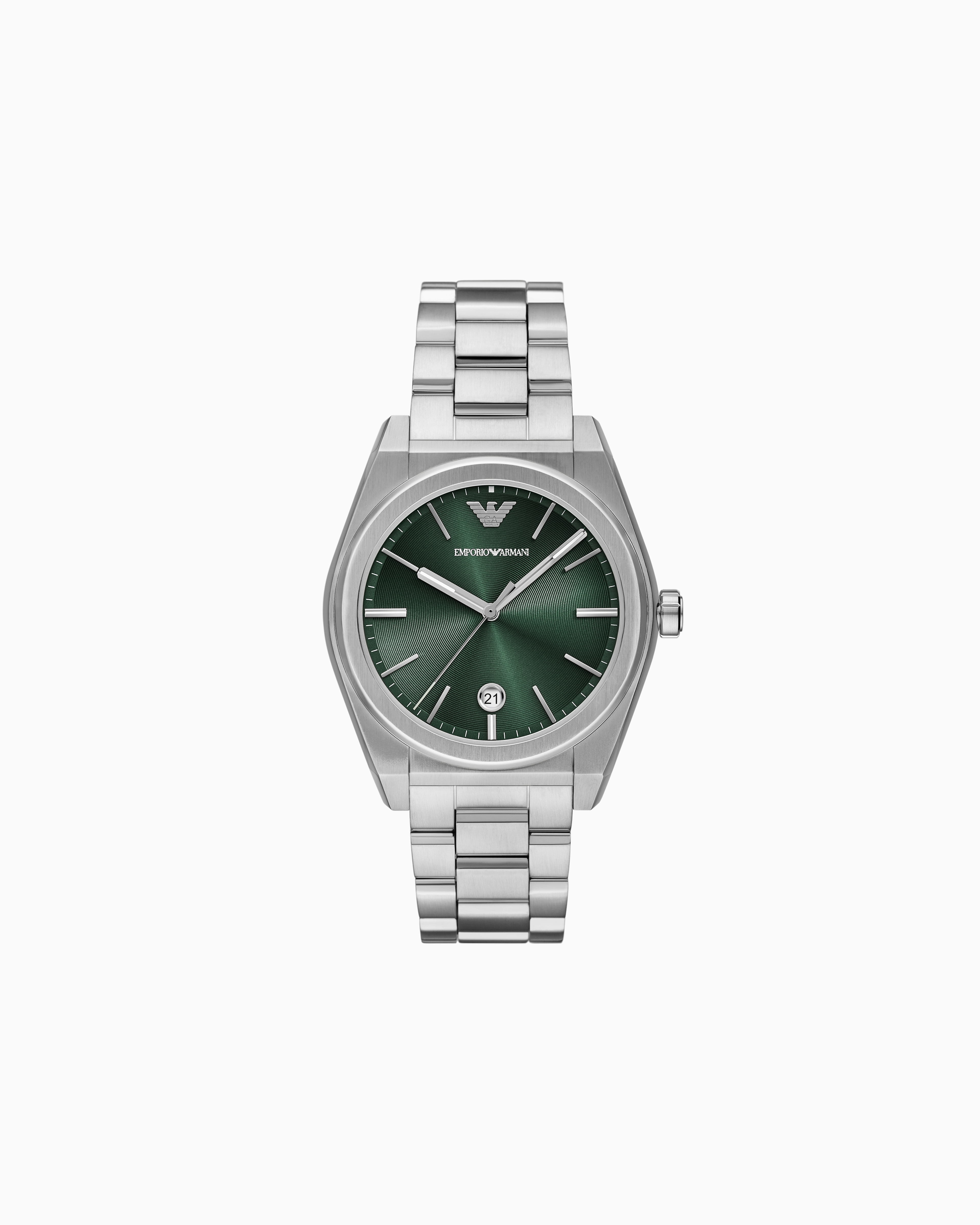 Shop Emporio Armani Three-hand Date Stainless Steel Watch In Multicolore