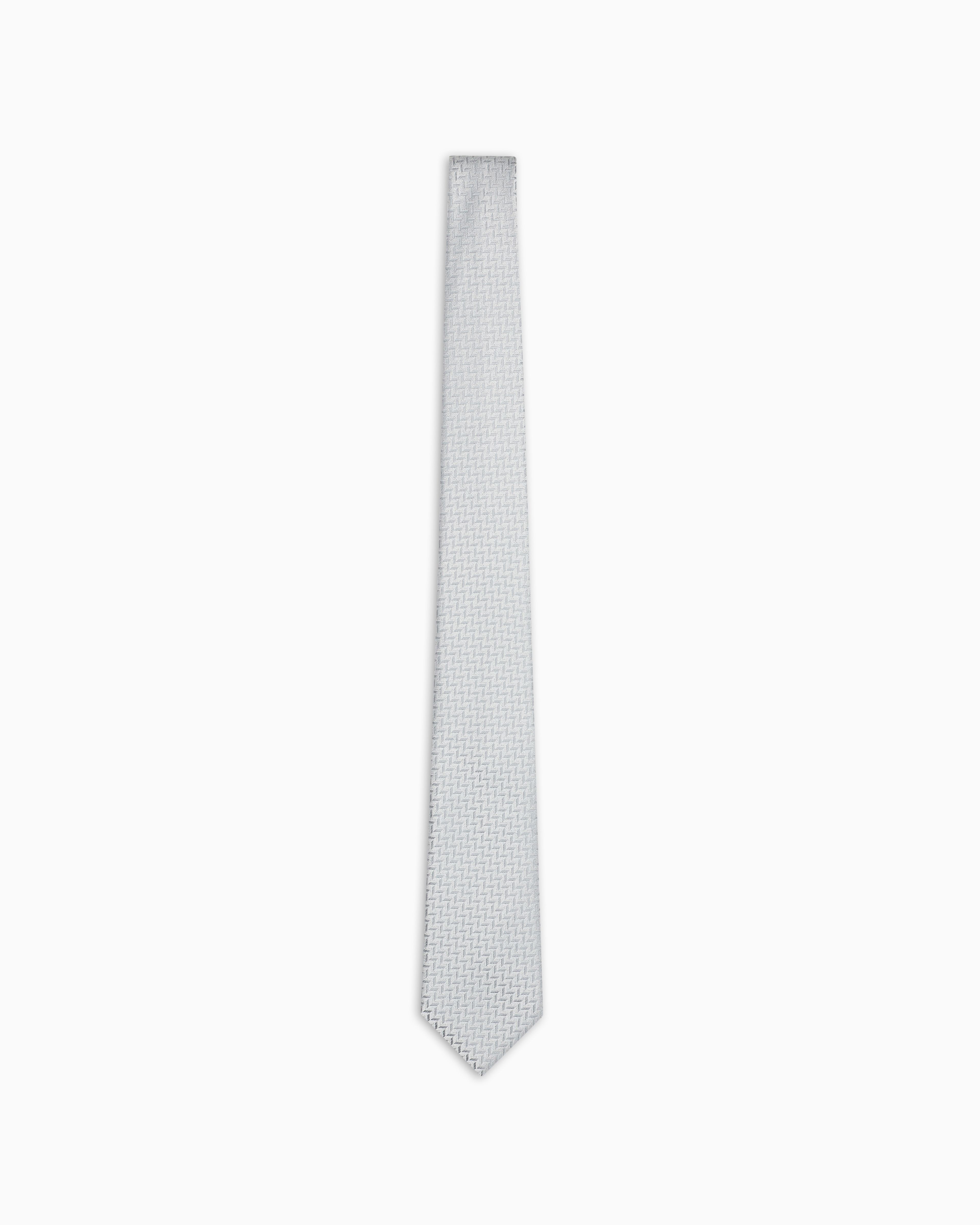 Emporio Armani Silk-blend Tie With Jacquard Chevron Motif In Gray