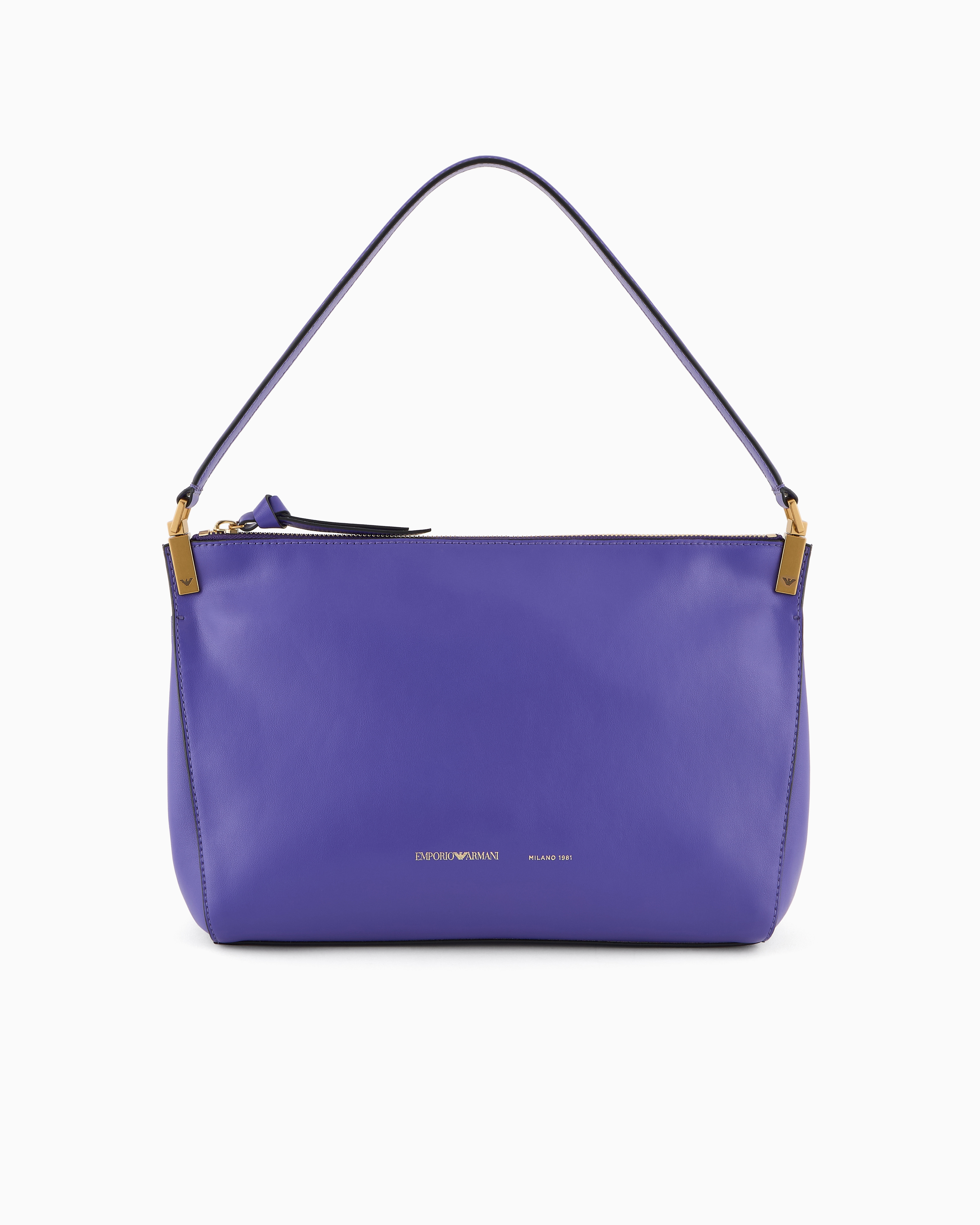 Emporio Armani Medium Handbag In Smooth Leather In Violet