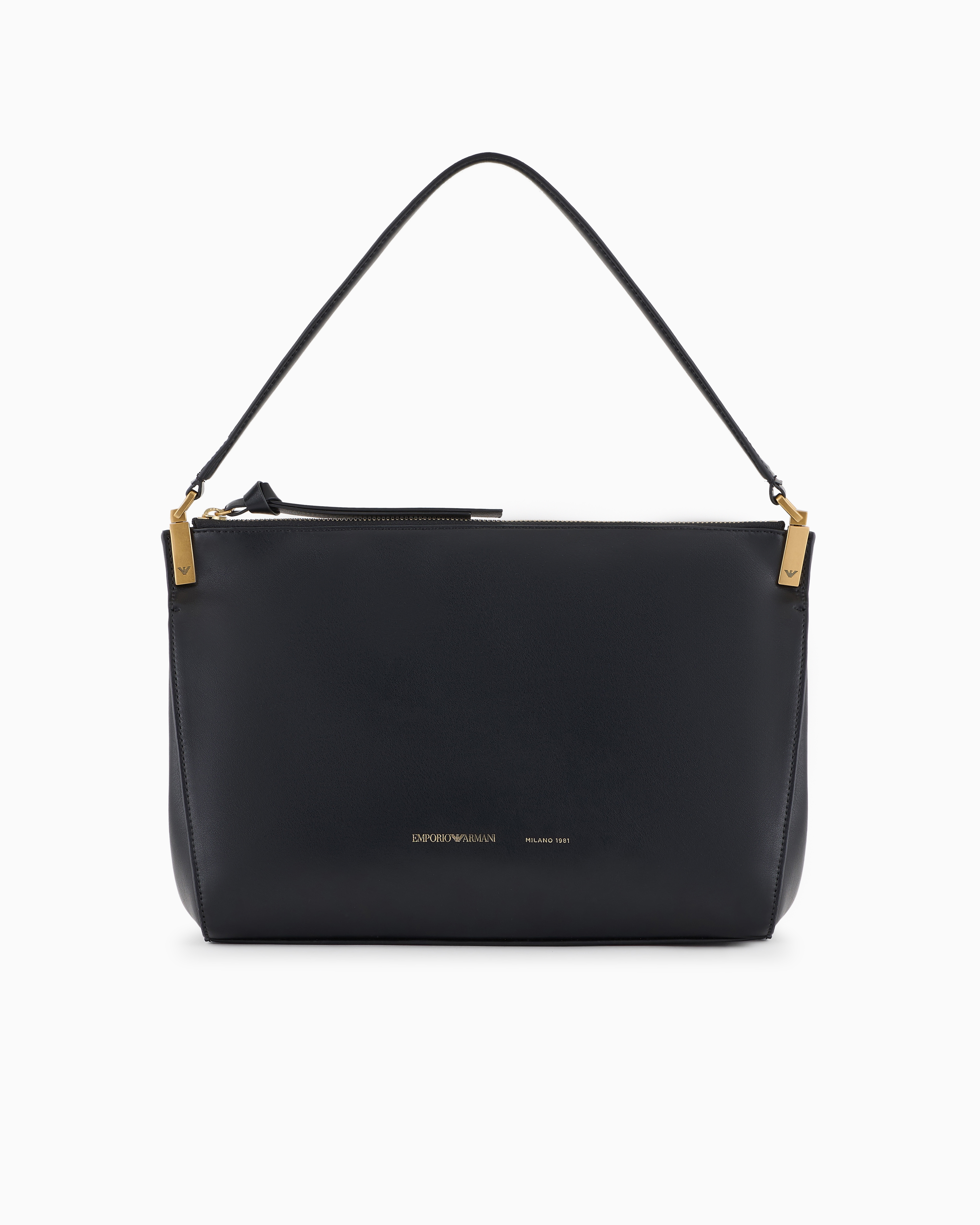 Emporio Armani Official Store Medium Handbag In Smooth Leather In Noir