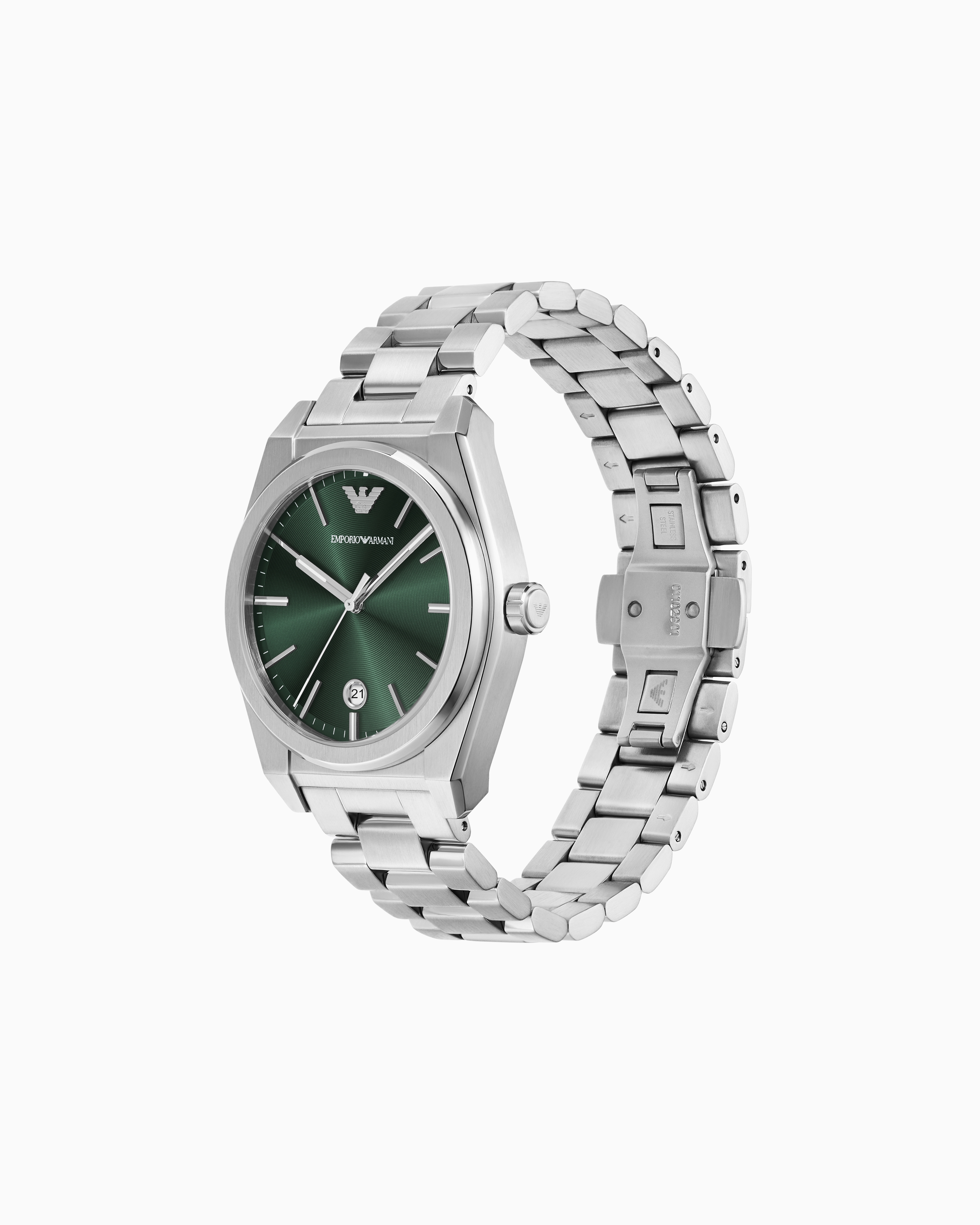 Shop Emporio Armani Three-hand Date Stainless Steel Watch In Multicolore