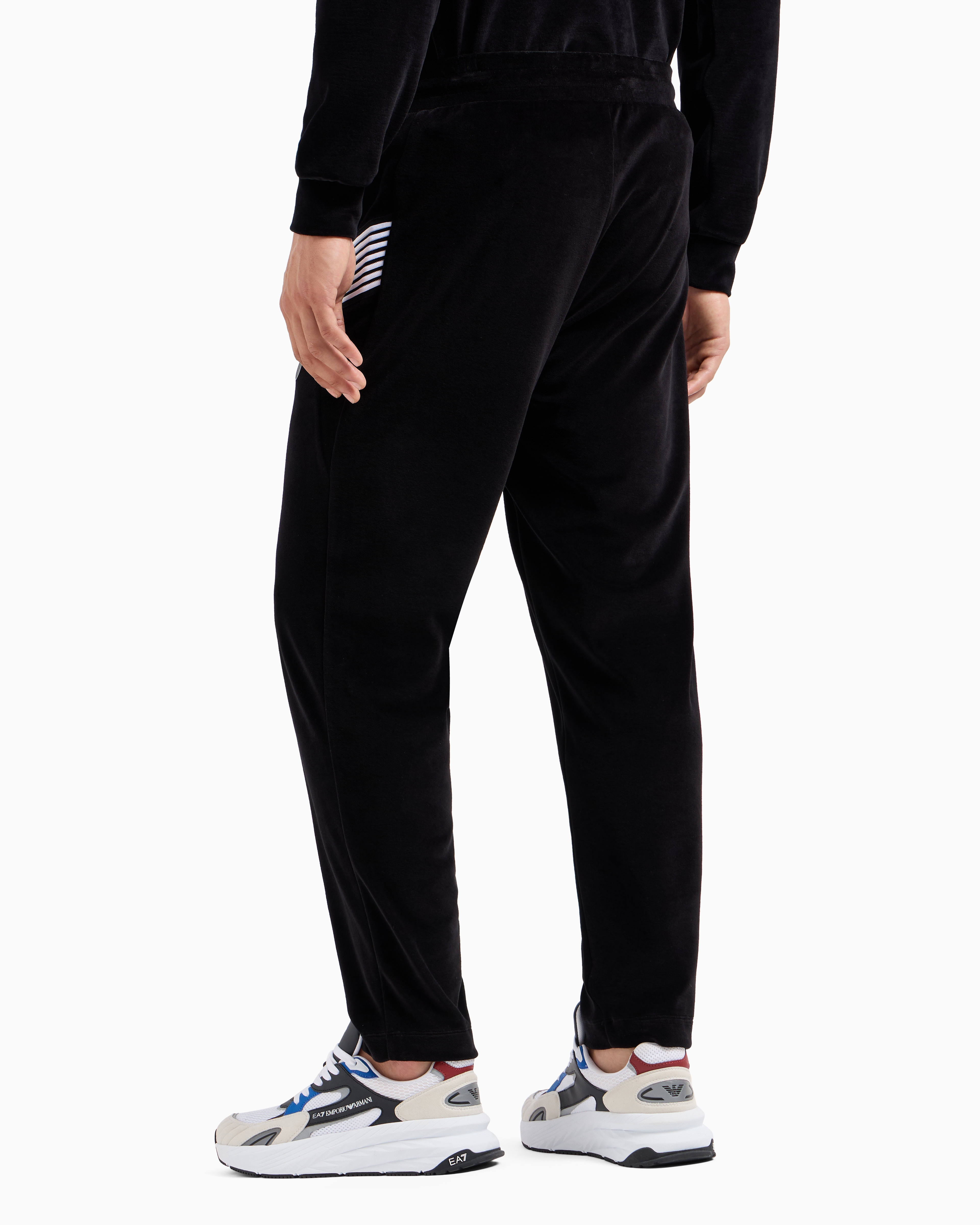 Shop Ea7 Soccer Cotton-blend Trousers In Black