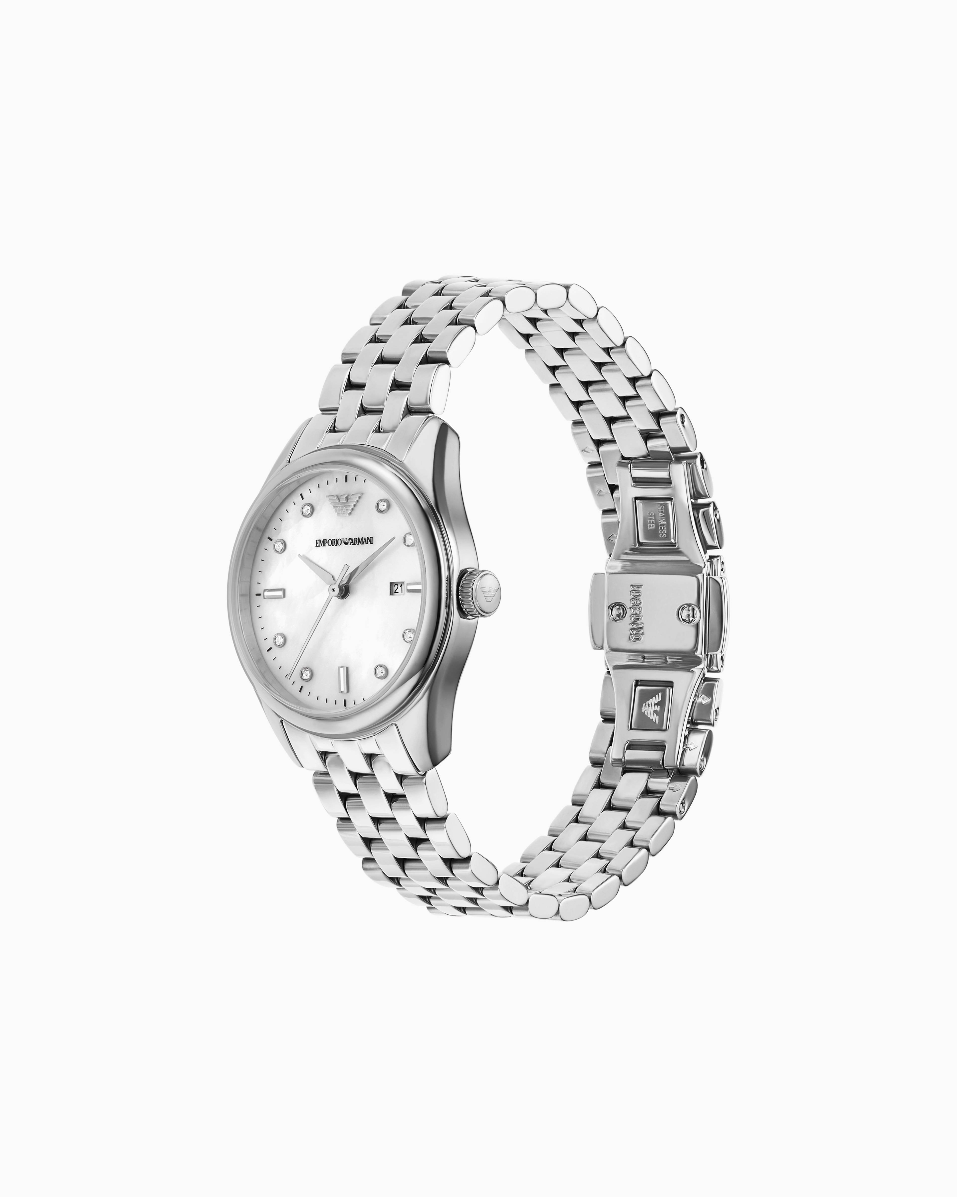 Emporio Armani Three-hand Date Stainless Steel Watch In Multicoloured