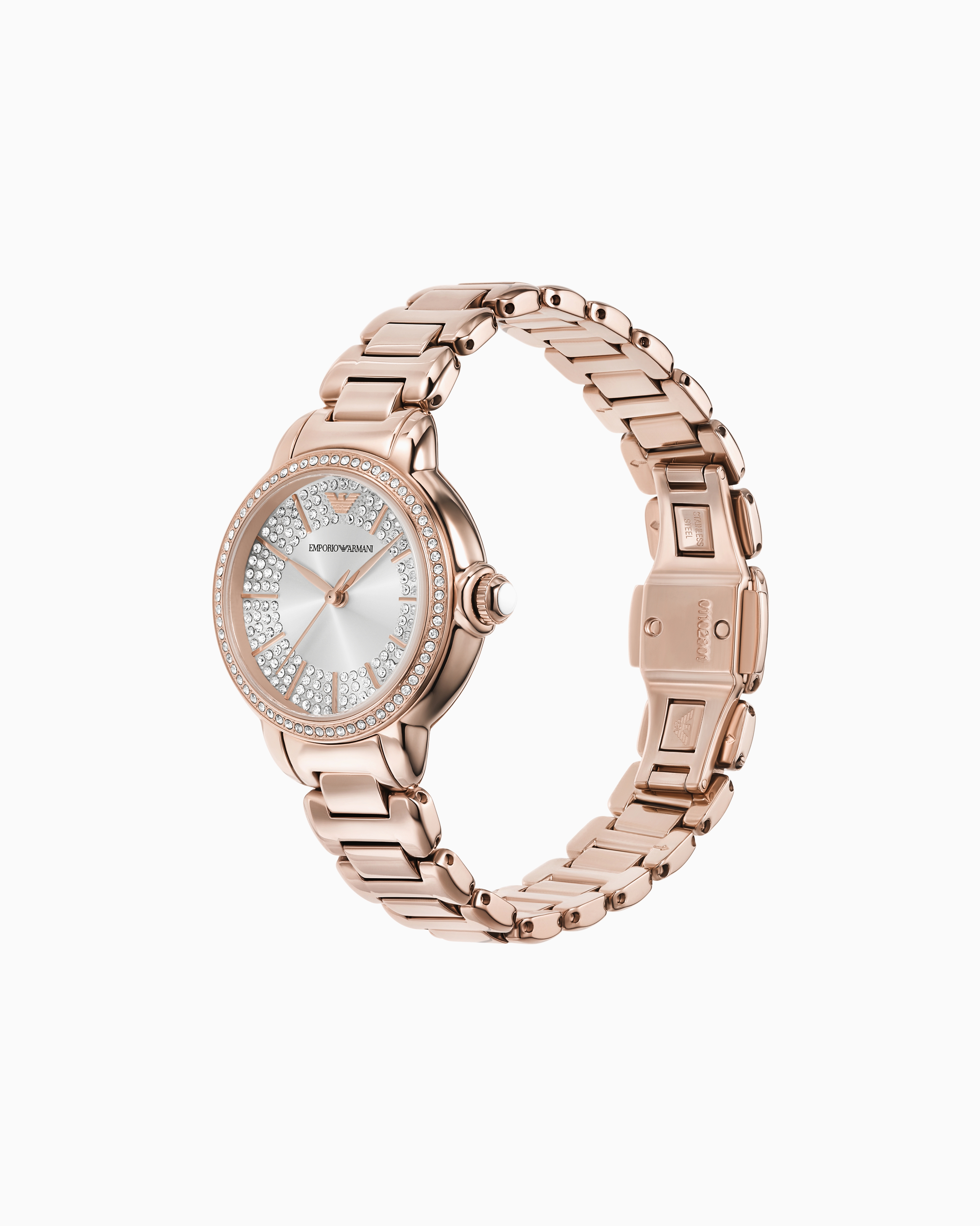 Shop Emporio Armani Three-hand Rose Gold-tone Stainless Steel Watch In Multicoloured