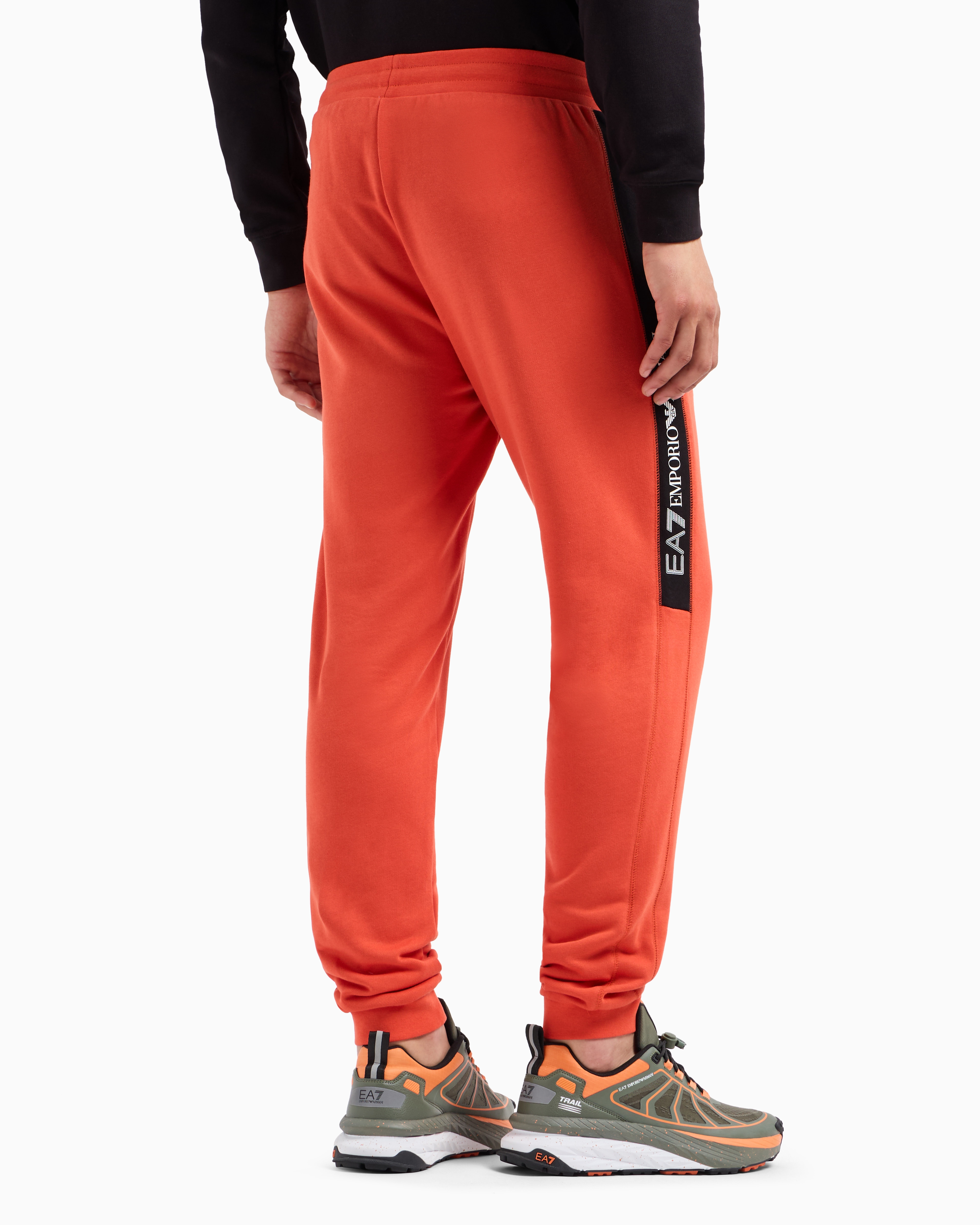 Shop Ea7 Logo Series Cotton Joggers In Orange