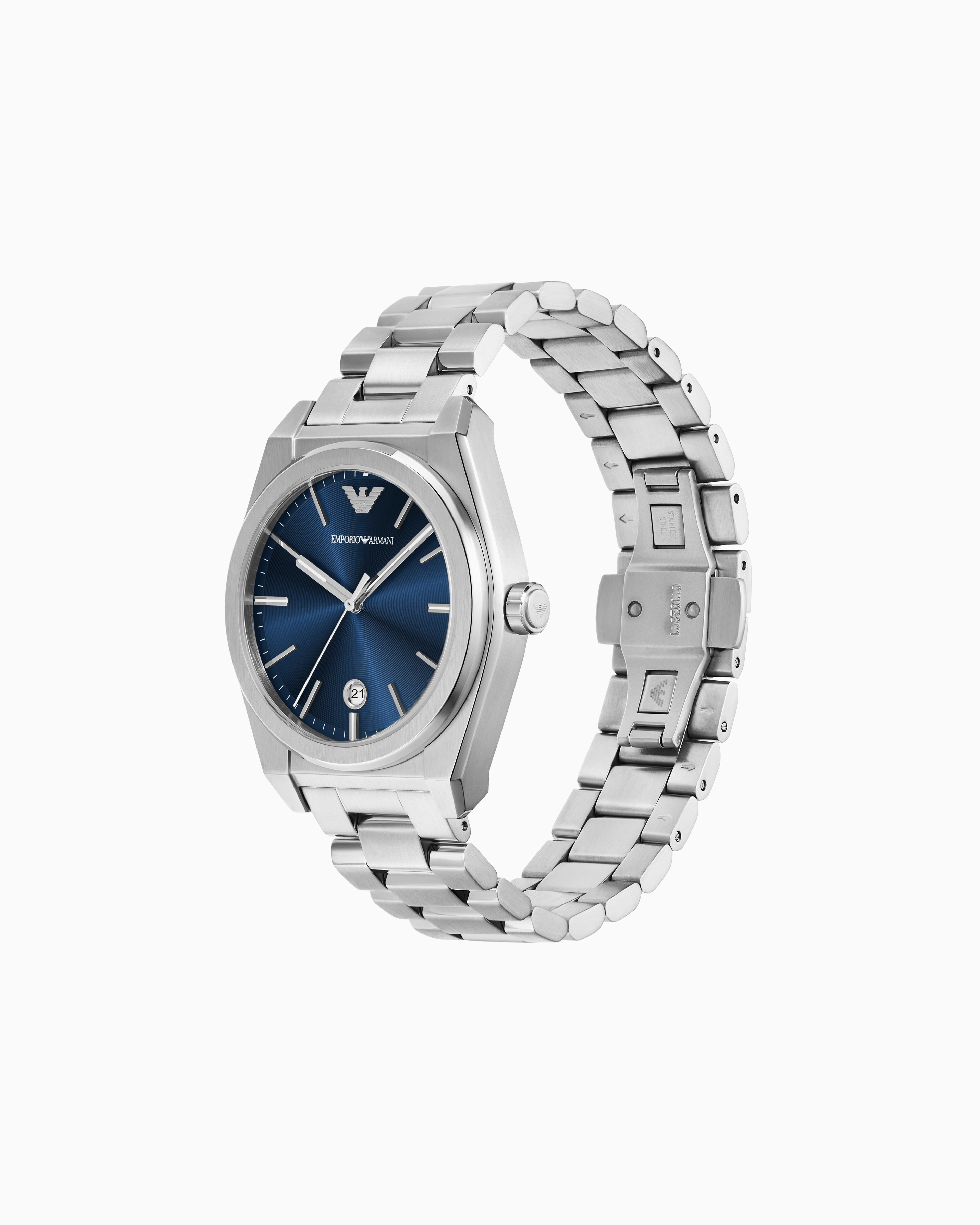 Emporio Armani Three-hand Date Stainless Steel Watch In Multicoloured