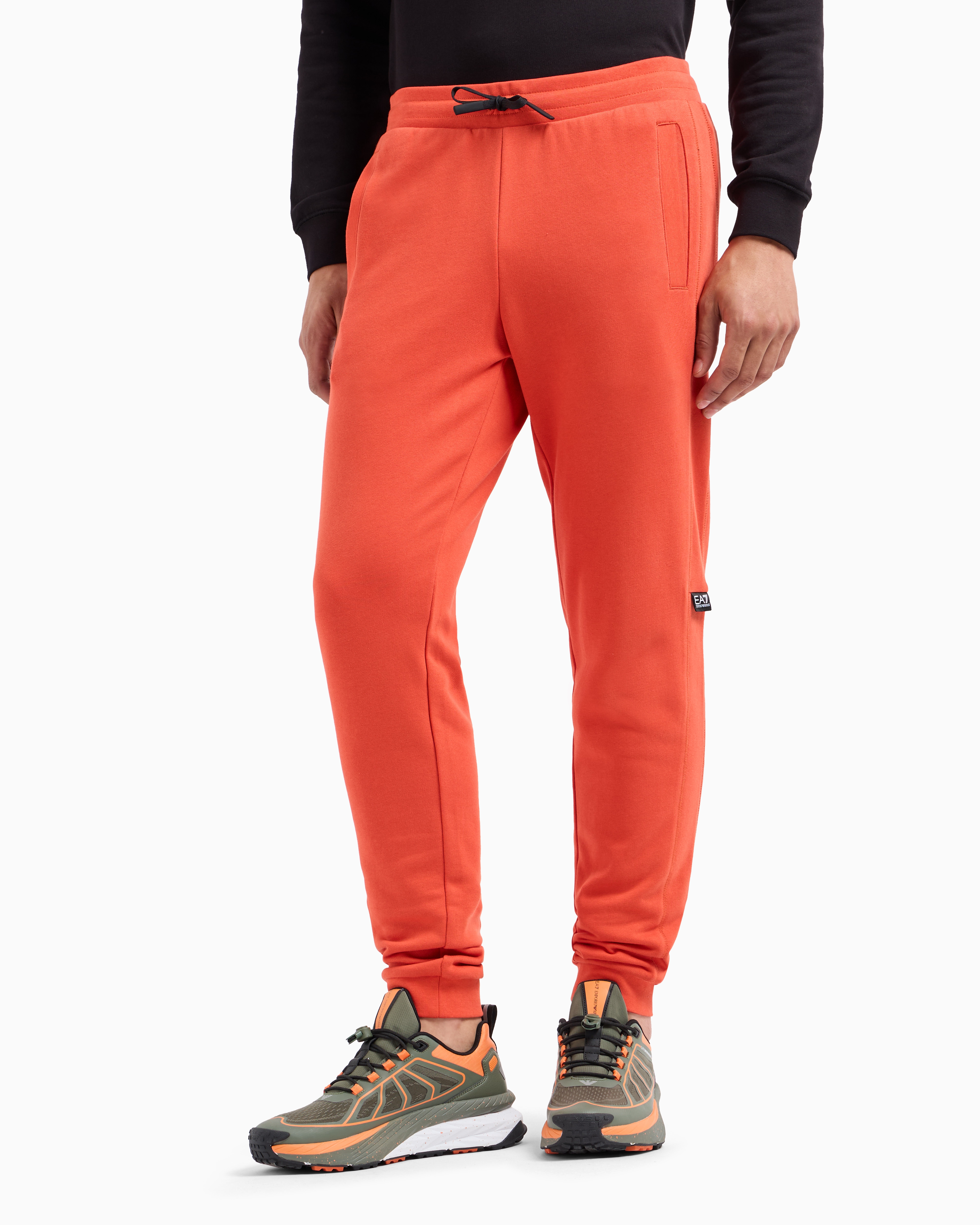 Shop Ea7 Logo Series Cotton Joggers In Orange