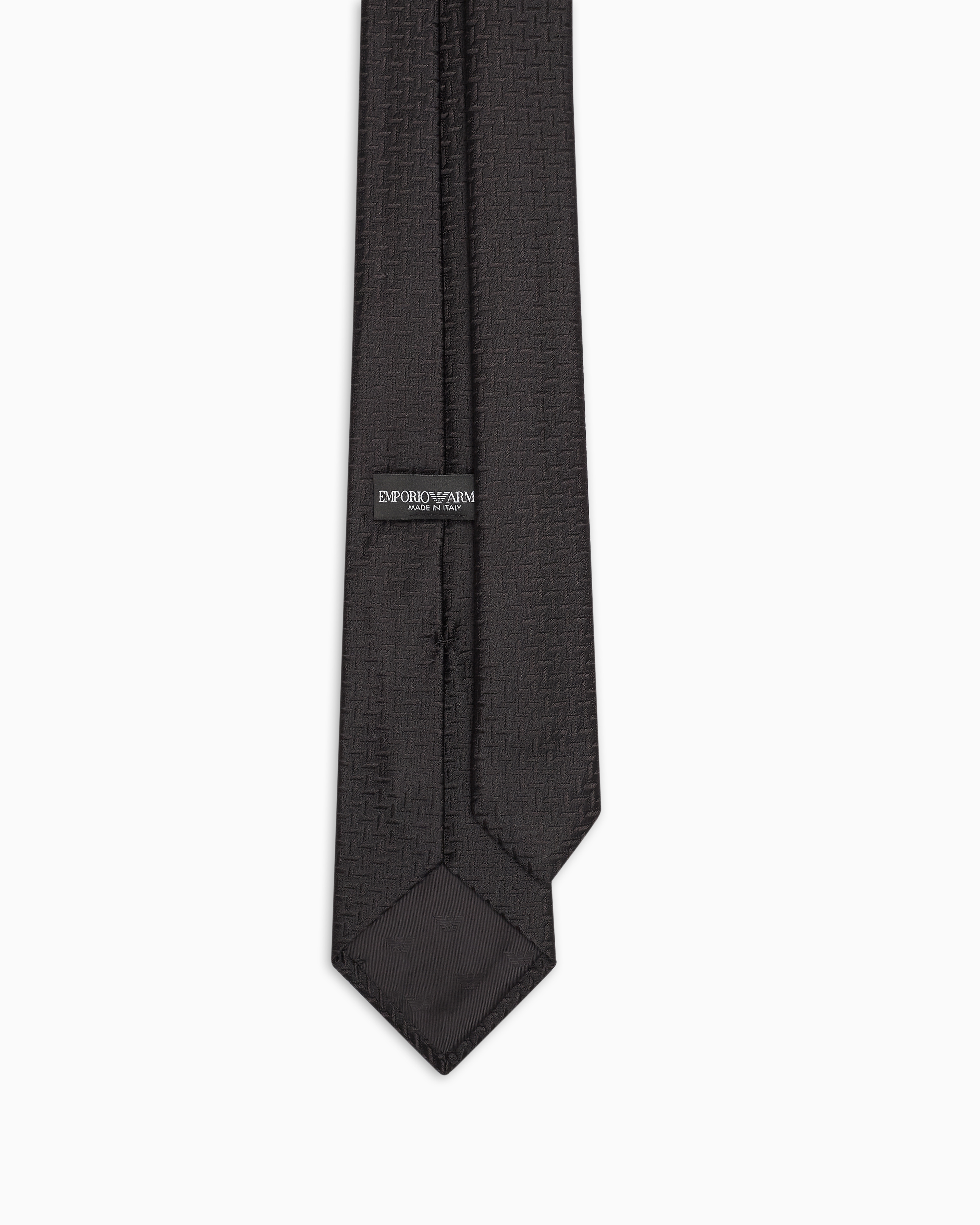 Shop Emporio Armani Silk-blend Tie With Jacquard Chevron Motif In Black