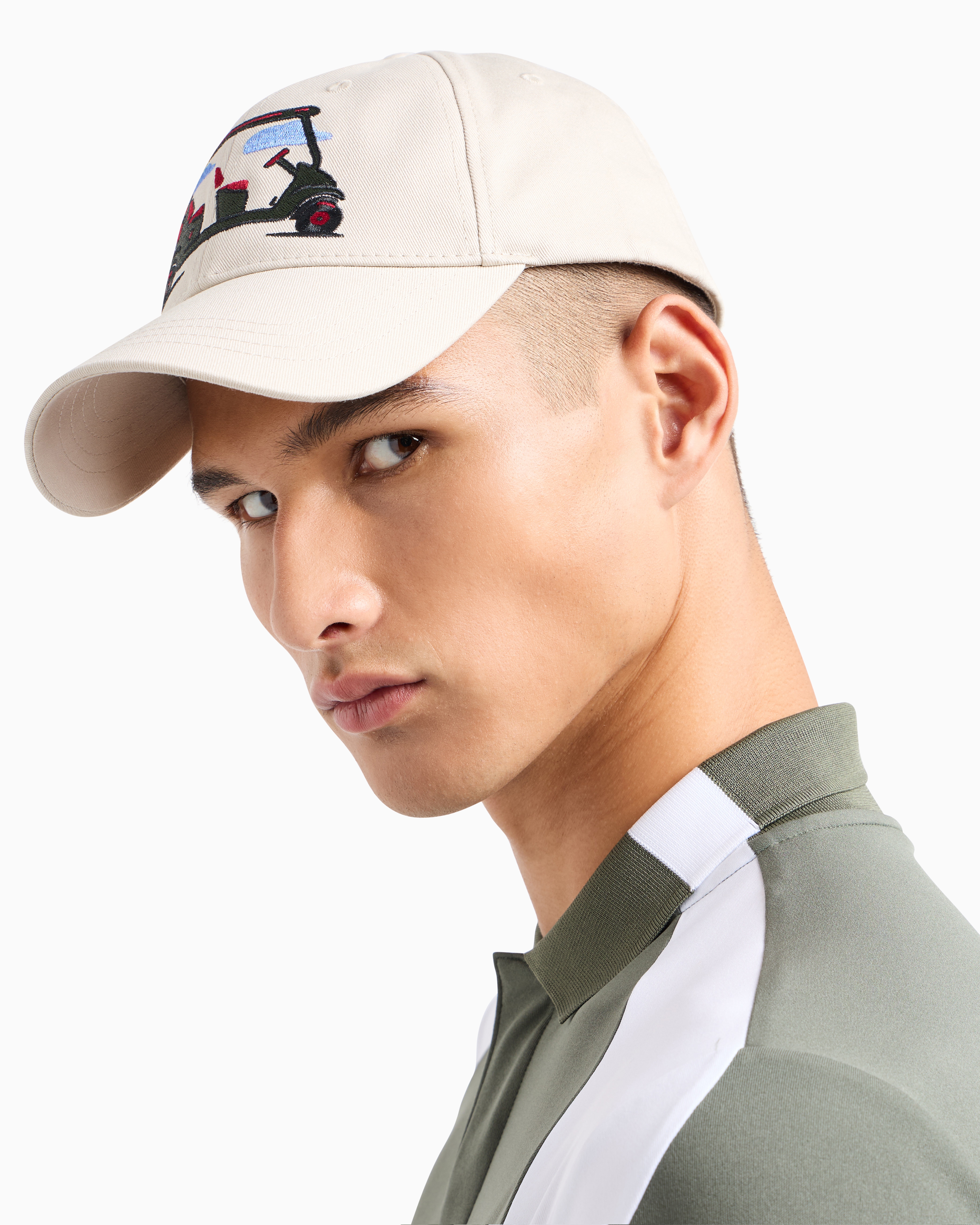 Shop Ea7 Golf Club Cotton Baseball Cap In Beige