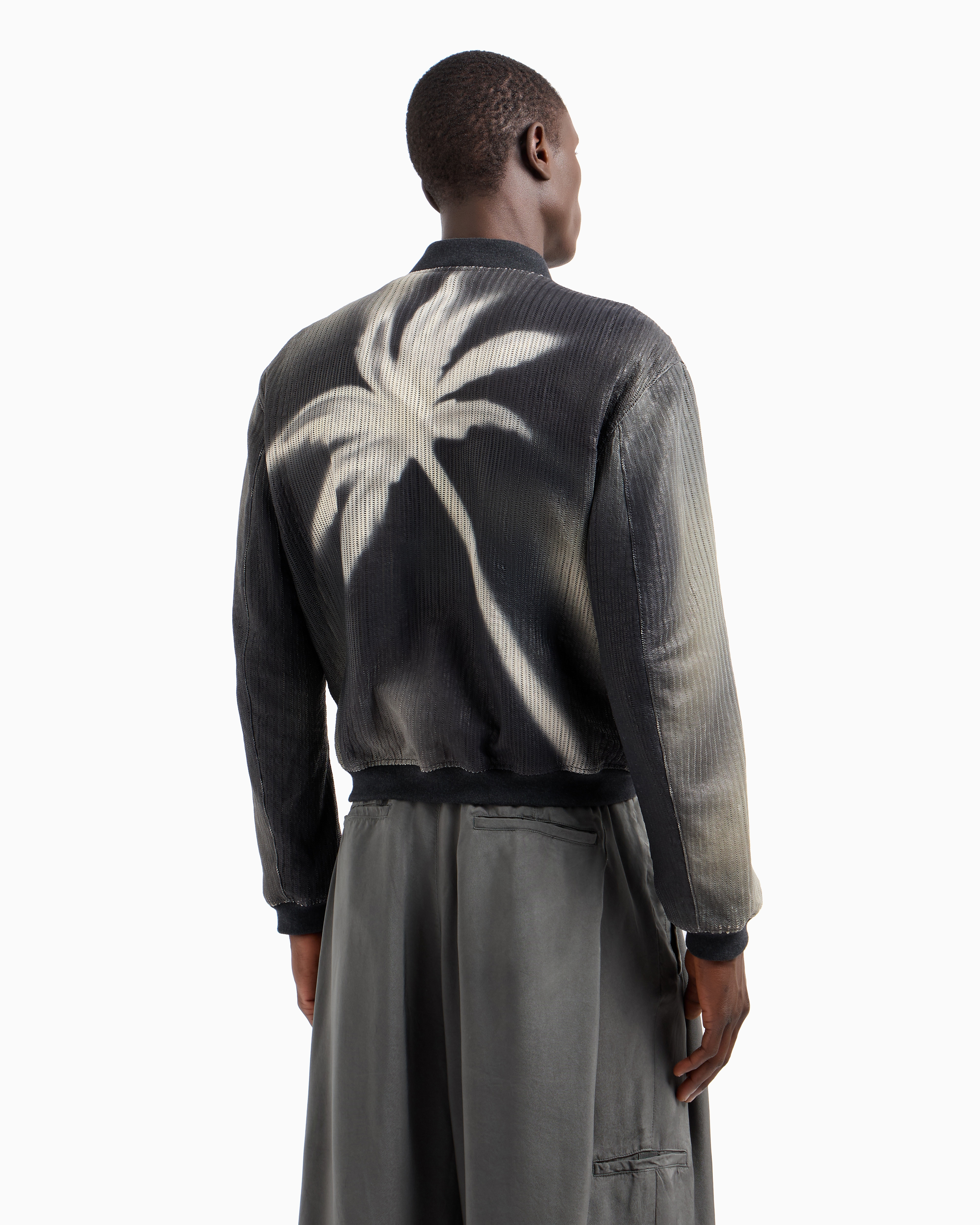 Giorgio Armani Perforated And Printed Nappa Leather Blouson