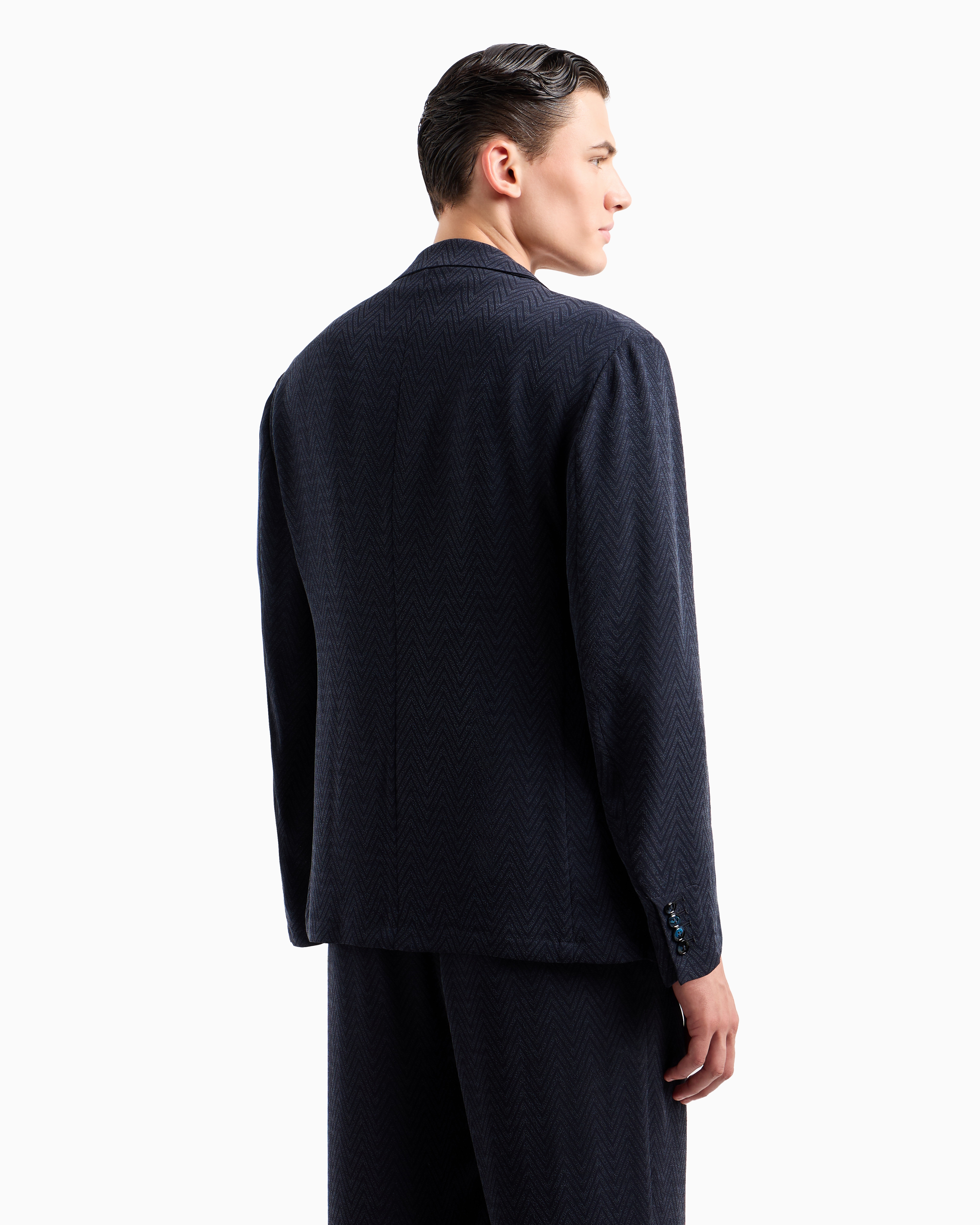 GIORGIO ARMANI SINGLE-BREASTED JACKET IN CHEVRON CUPRO AND VISCOSE