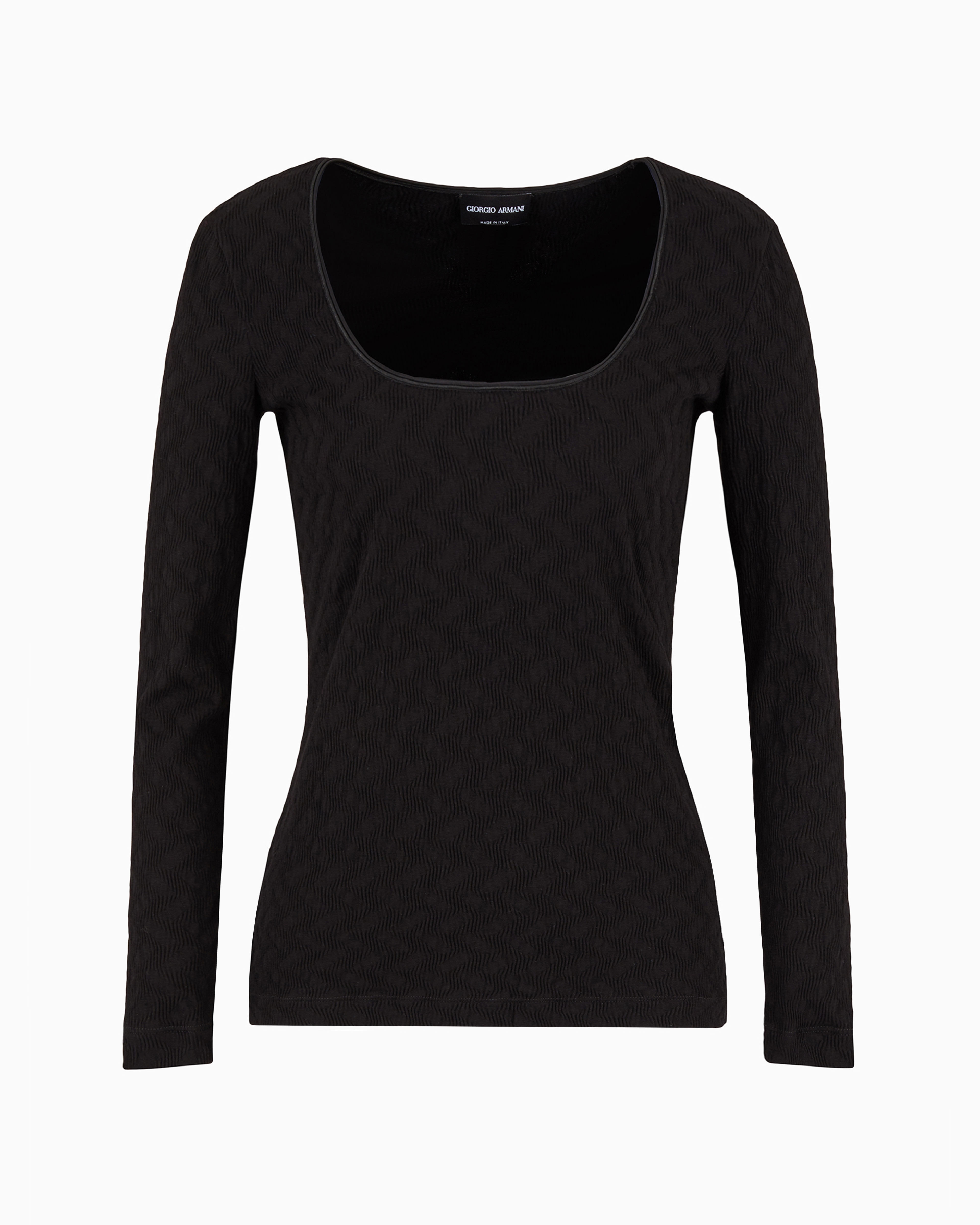 Giorgio Armani Official Store Asv Crew-neck Jumper In Viscose And Cashmere Jacquard Jersey In Black