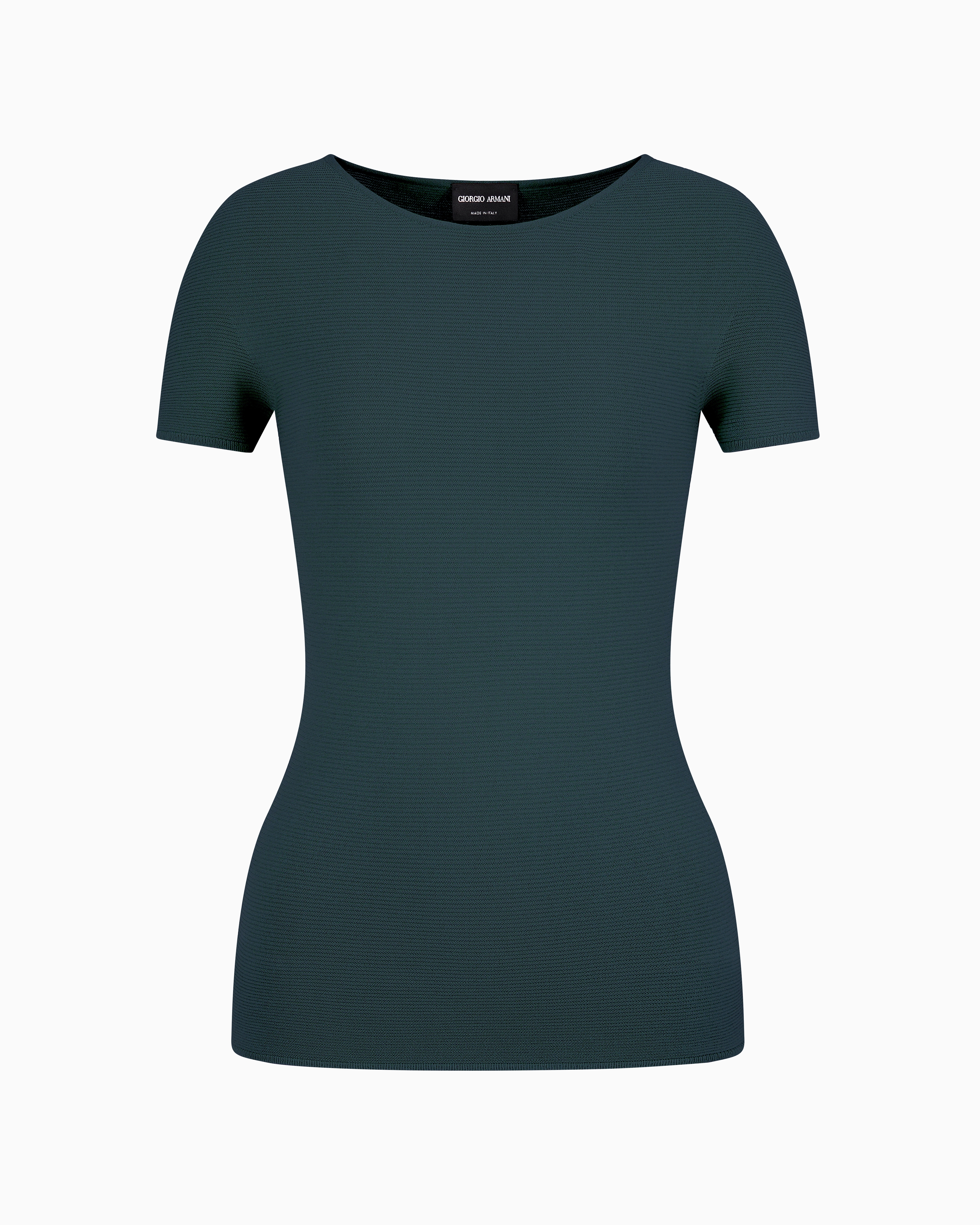 Shop Giorgio Armani Links-stitch Viscose Short-sleeved Jumper In Green