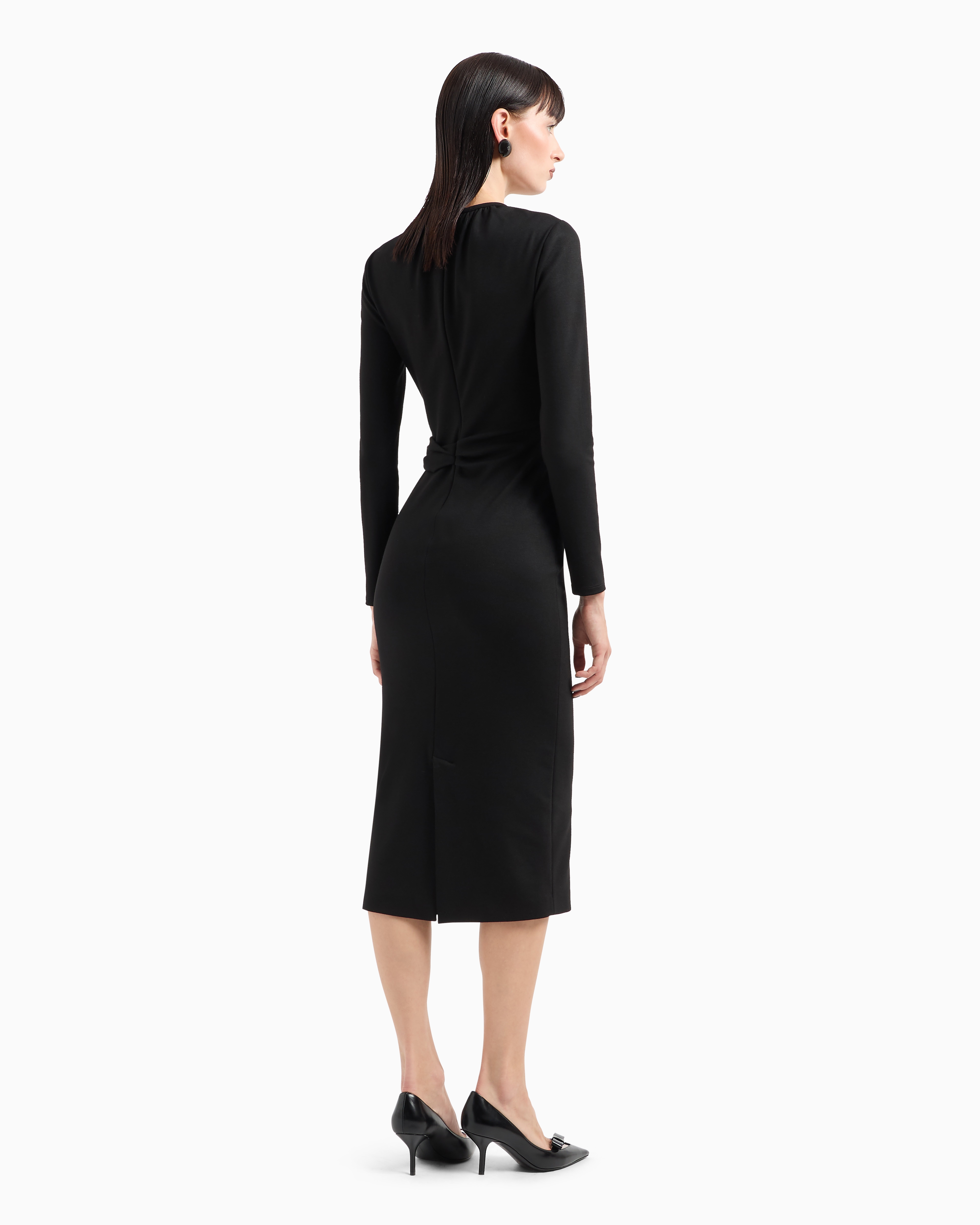 Giorgio Armani Official Store Asv Midikleid Aus Viskosemischung In Schwarz