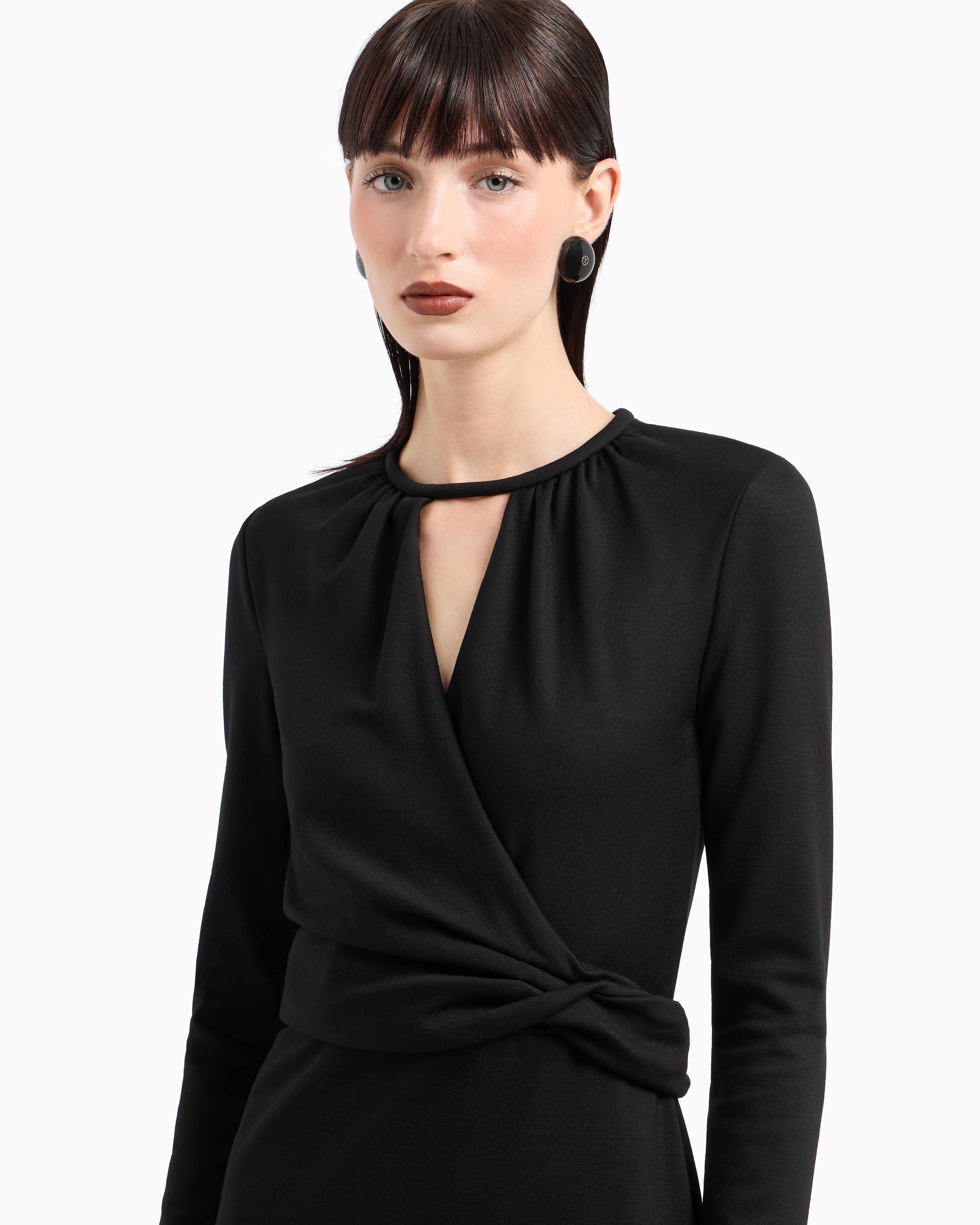 Giorgio Armani Official Store Asv Midikleid Aus Viskosemischung In Schwarz