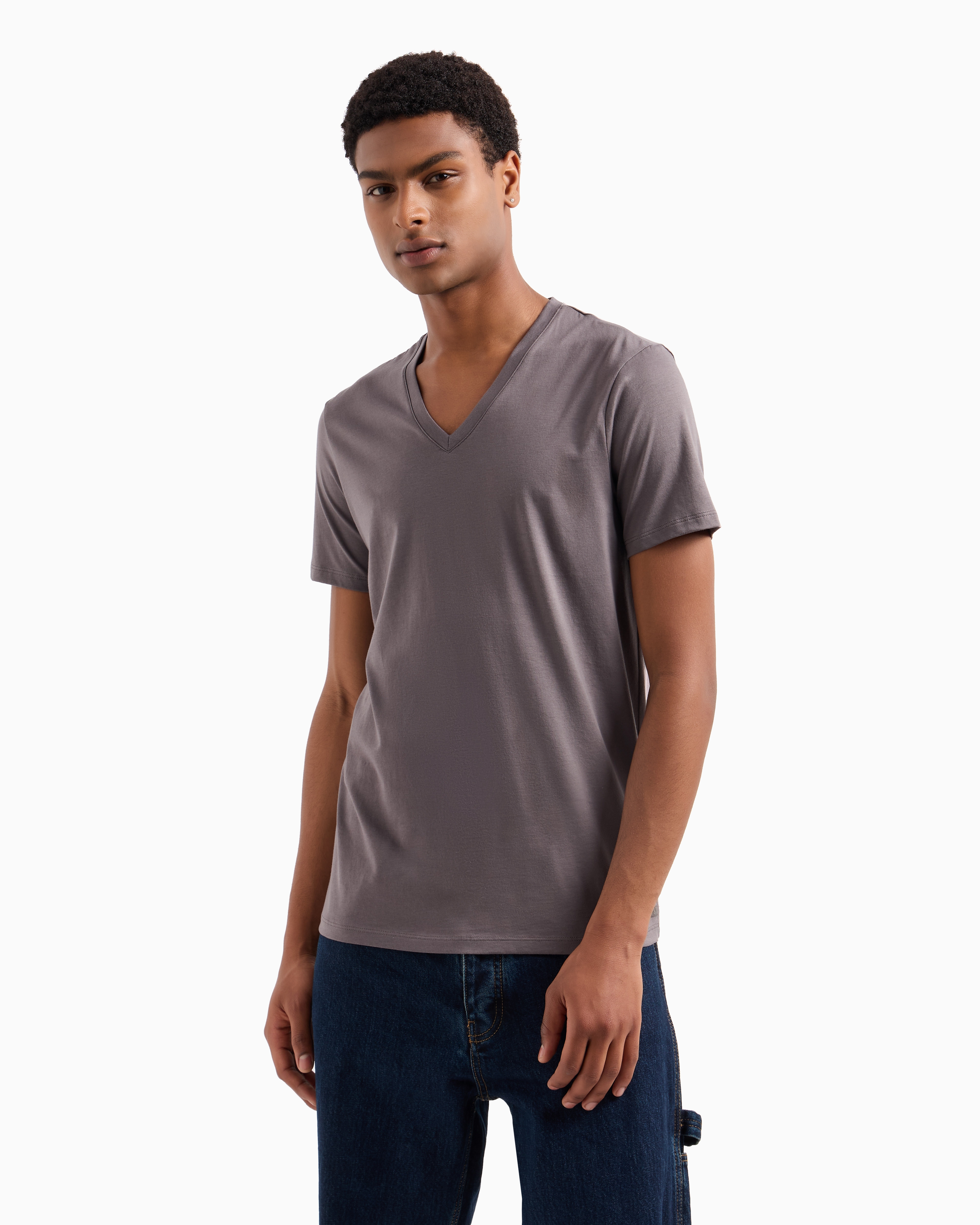 Armani Exchange - Slim fit T-shirt Pima cotton jersey, Man, Grey, Size:
