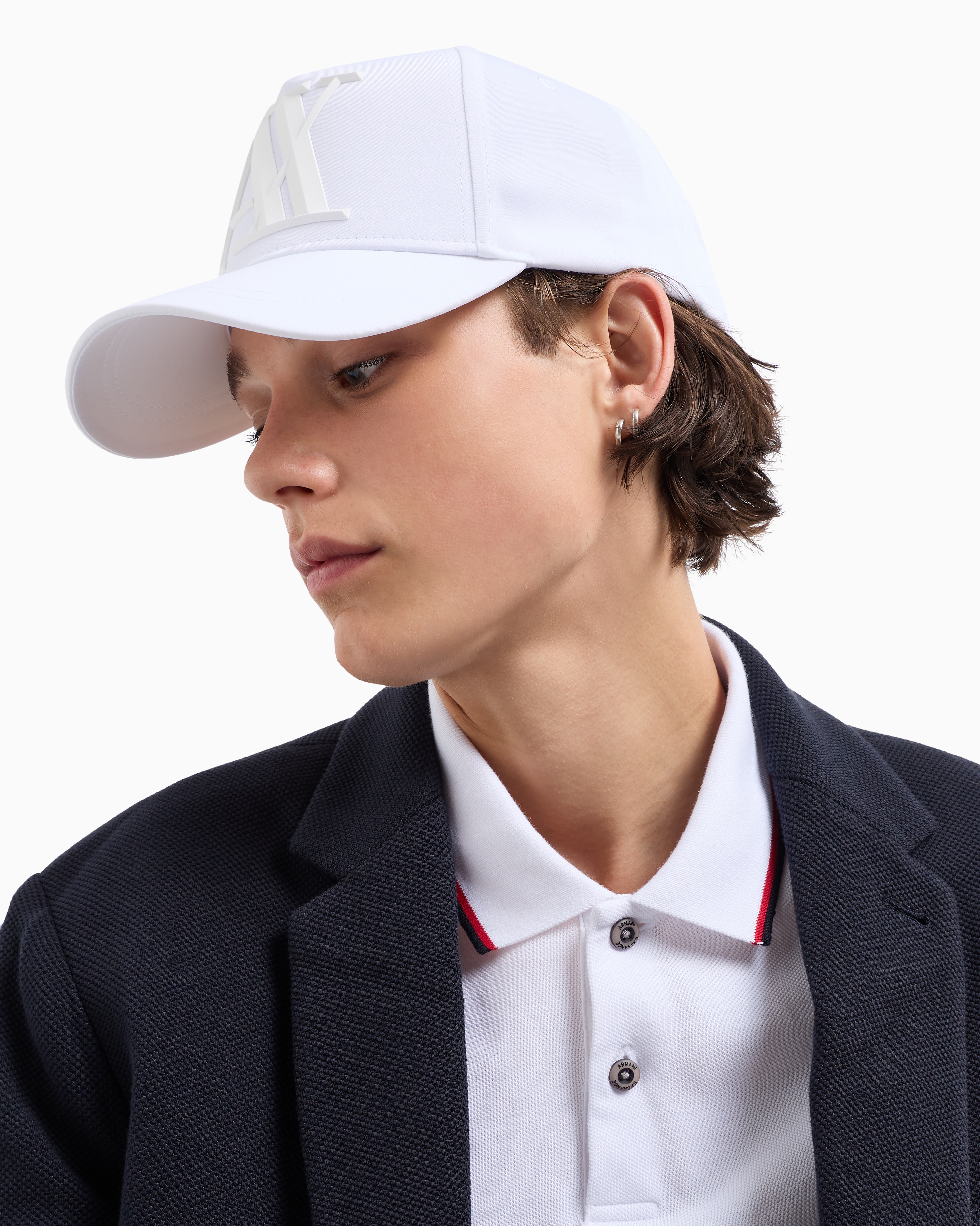 Armani Exchange Monogram-plaque Cap In White