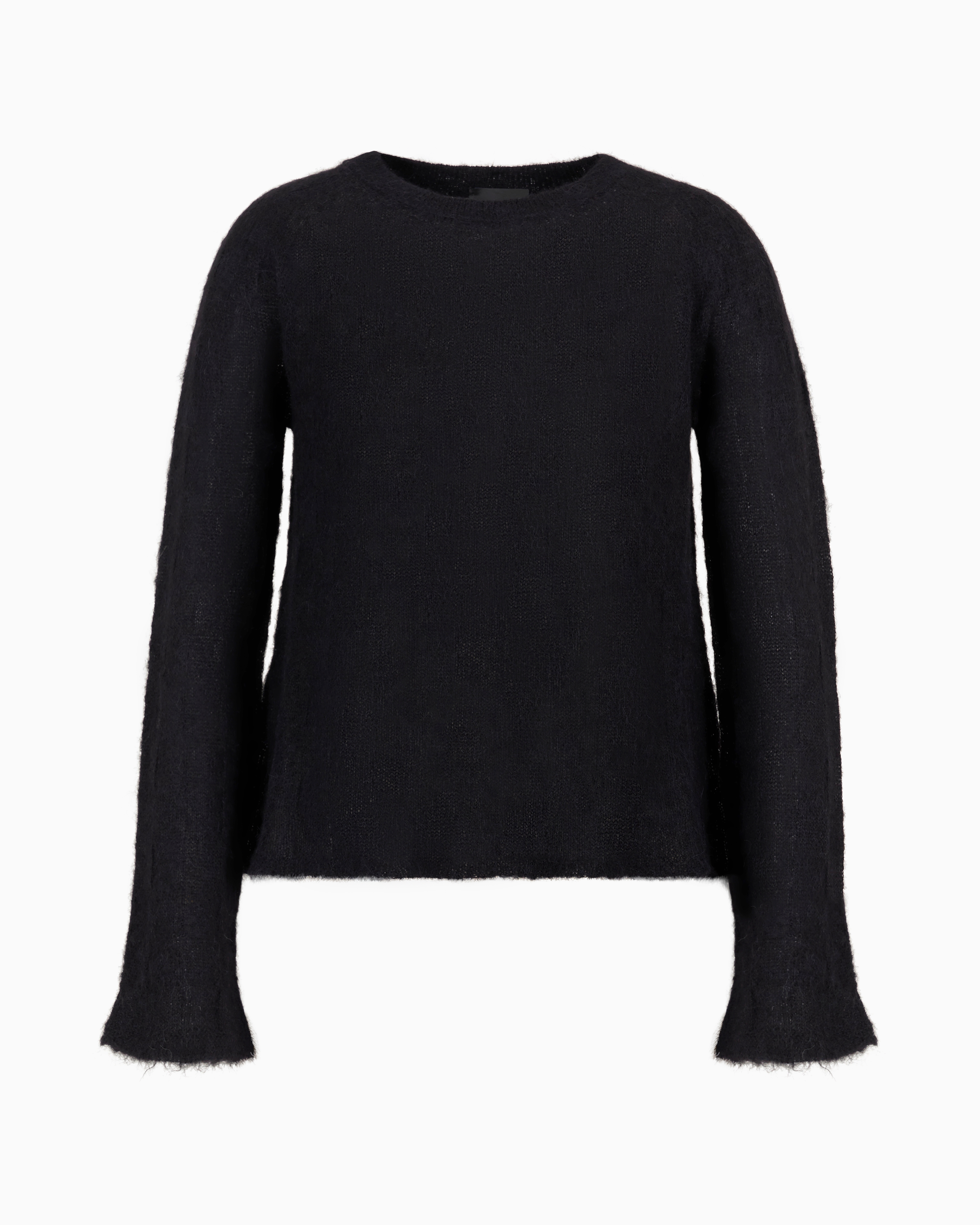 Emporio Armani Official Store Seamless Alpaca Jumper With A Check Motif In Black