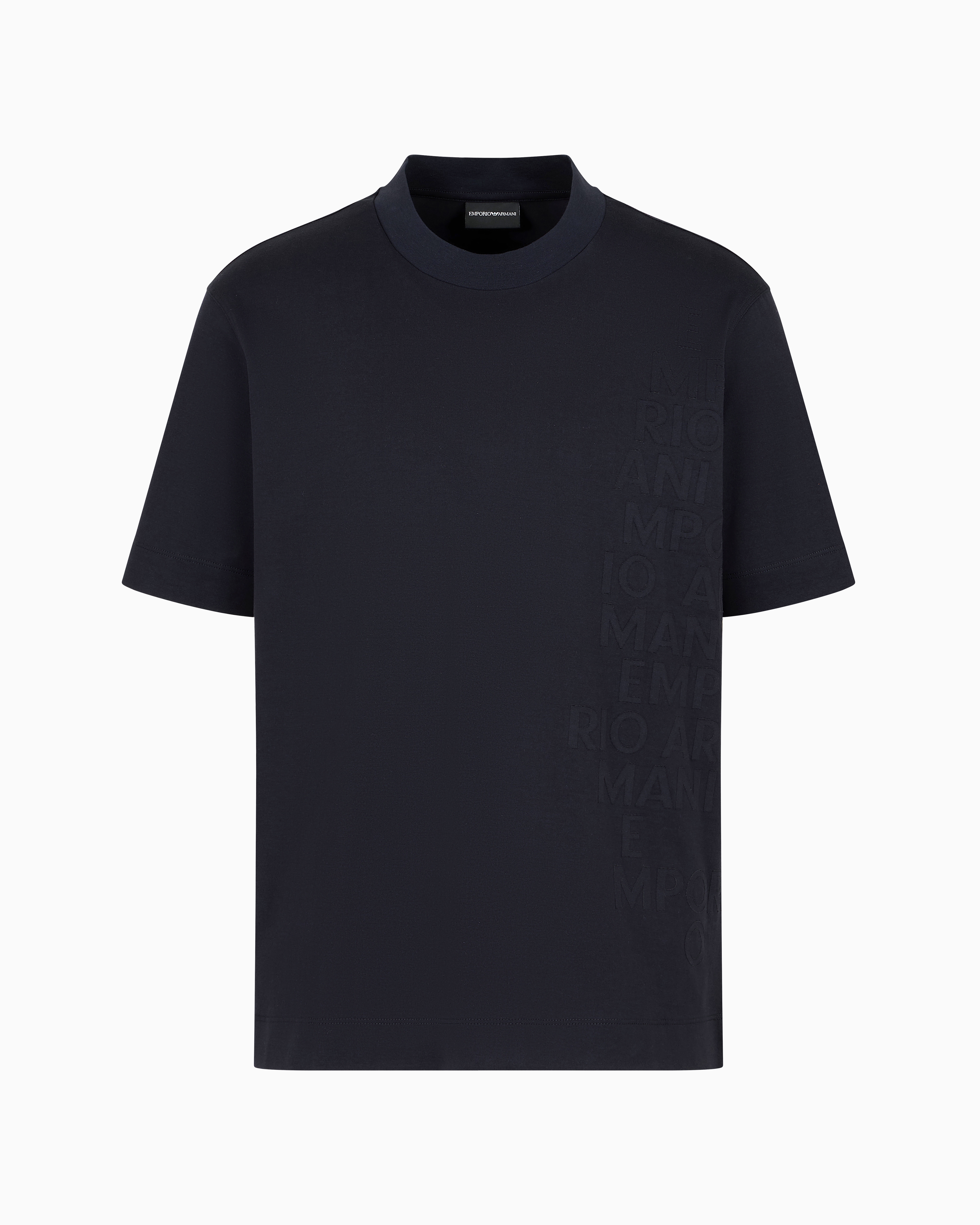 Tシャツ・カットソー GIORGIO ARMANI Dove grey satin t-shirt Grey T - shirt with velvet finish logo Emporio Armani
