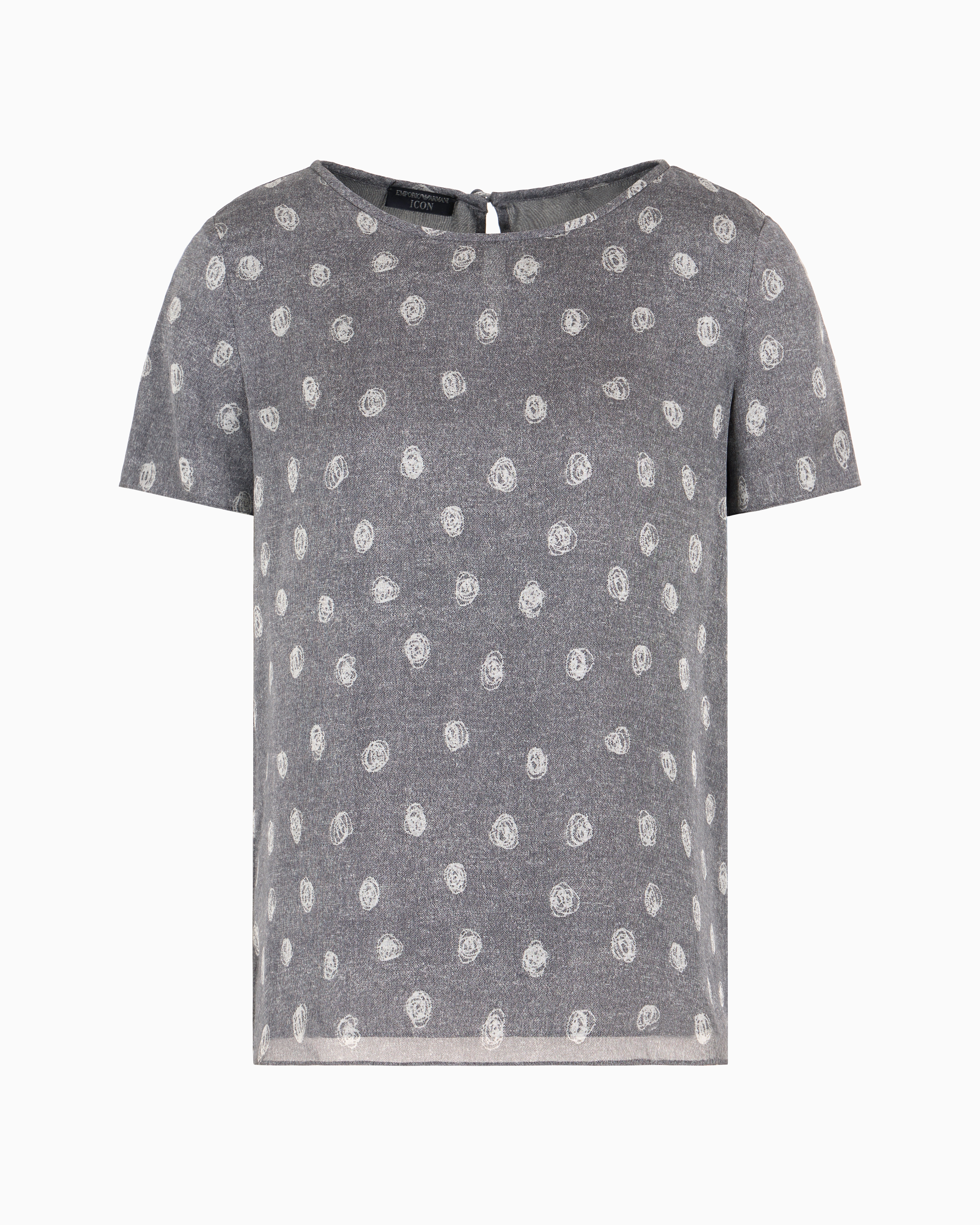 Emporio Armani Official Store Icon Short-sleeved Blouse In Silk Chiffon With An All-over Abstract Polka-dot Print In Pattern